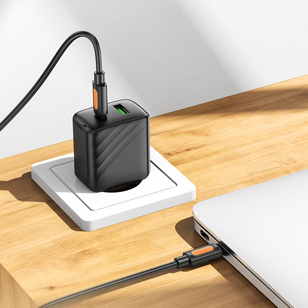 Borofone - Data Cable Silicone Series (BX114) - Type-C to Type-C, Silicone, 60W, 1m - Black