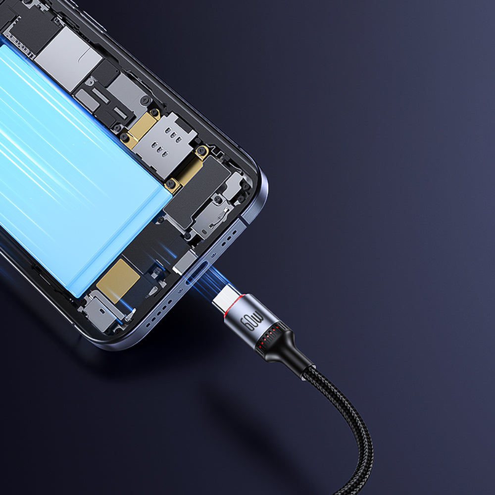 Yesido - Data Cable (CA183) - Type-C to Type-C, Fast Charging, 60W, 3A, 480Mbps, Aluminum Alloy, 2m - Black