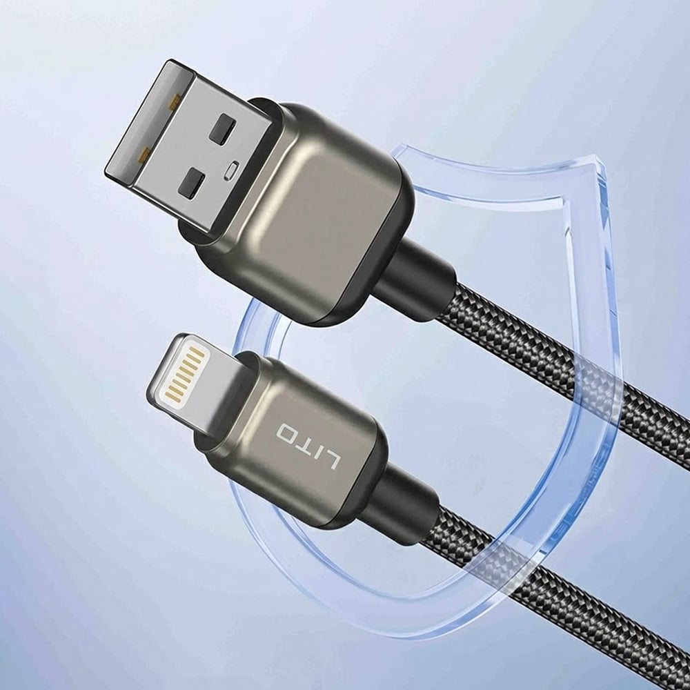 Lito - Data Cable (LD17) - USB to Lightning, Fast Charging, Braided Nylon - Black