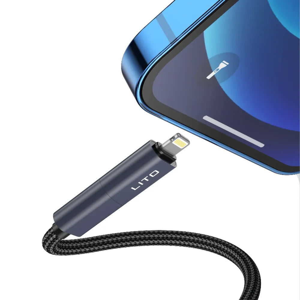 Lito - Data Cable Magnetic 4in1 (LD21) - 5A High Current, 100W Fast Charging, Magnetic Design, Built-in Smart Chip - White