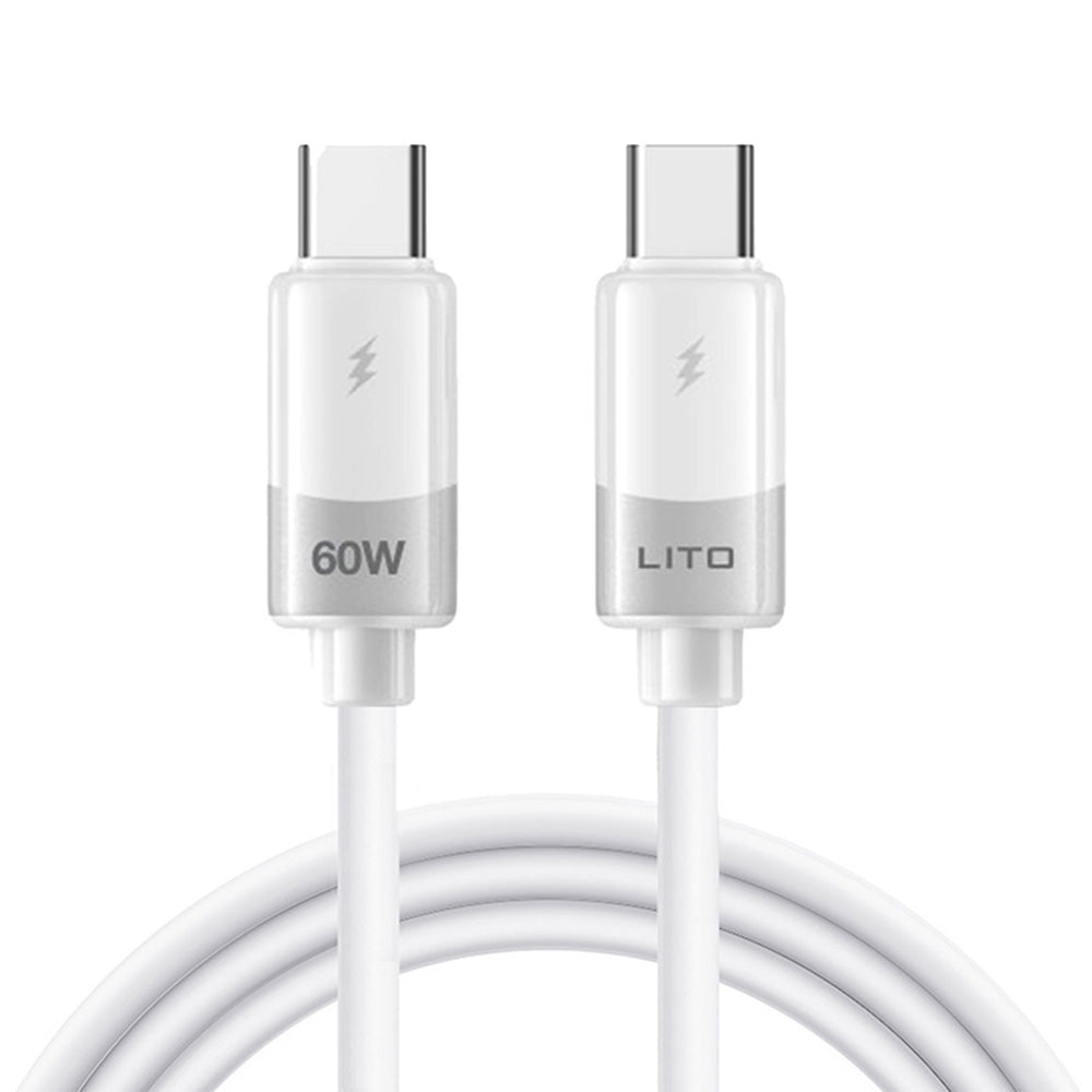Lito - Data Cable Liquid Silicone (LD07) - Type-C to Type-C, Fast Charging 60W, Anti-freeze, Anti-fire - White