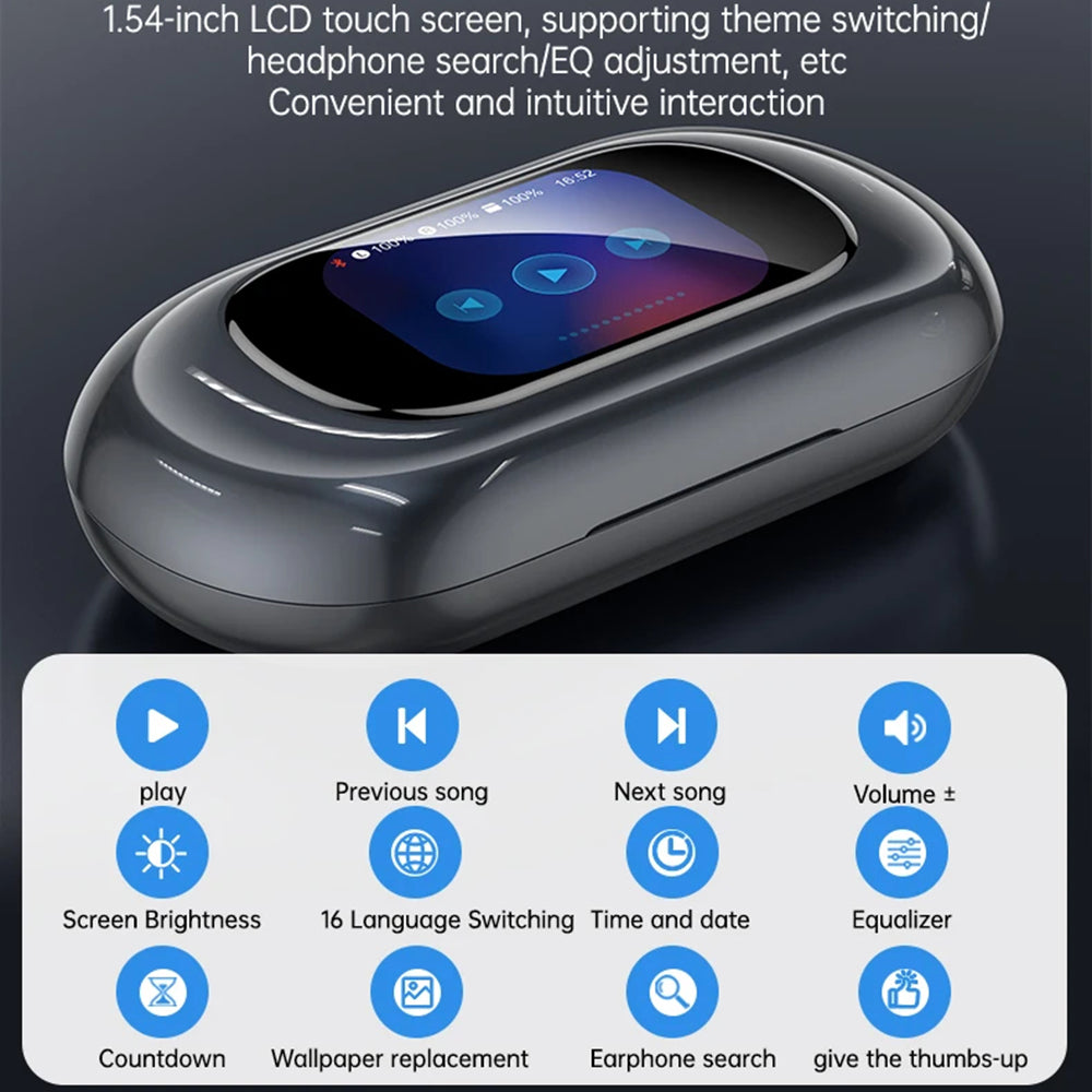 Yesido - Wireless Earbuds (YSP26) - with Bluetooth V5.4, LCD, Open-ear Design, 14.2mm Speaker, 500mAh - Black