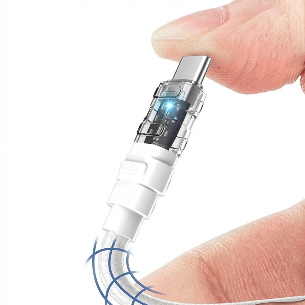 Lito - Data Cable Mechanical (LD05) - Type-C to Lightning, Fast Charging 27W, Transparent Head, LED - White