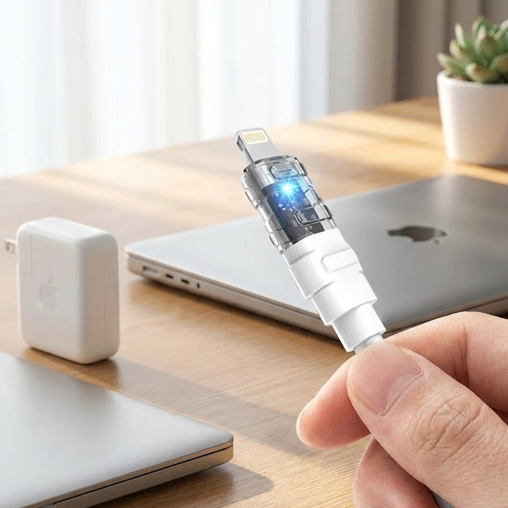 Lito - Data Cable Mechanical (LD05) - Type-C to Lightning, Fast Charging 27W, Transparent Head, LED - White