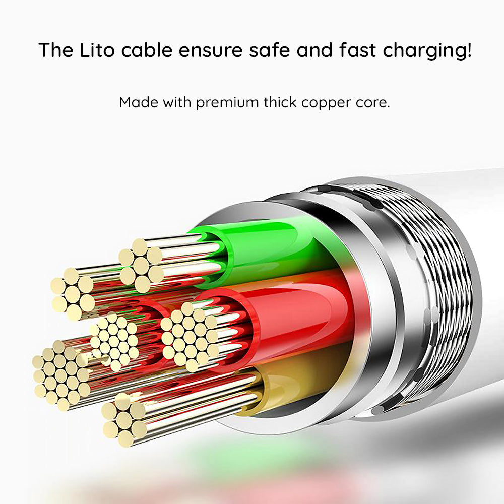 Lito - Data Cable Liquid Silicone (LD03) - Type-C to Lightning, Fast Charging, 60W, 1m - White