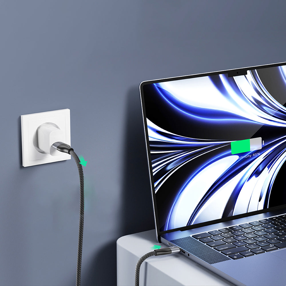 Lito - Data Cable (LD23CC) - Type-C to Type-C, Fast Charging, Braided Nylon, 100W, 480Mbps, 1m - Grey