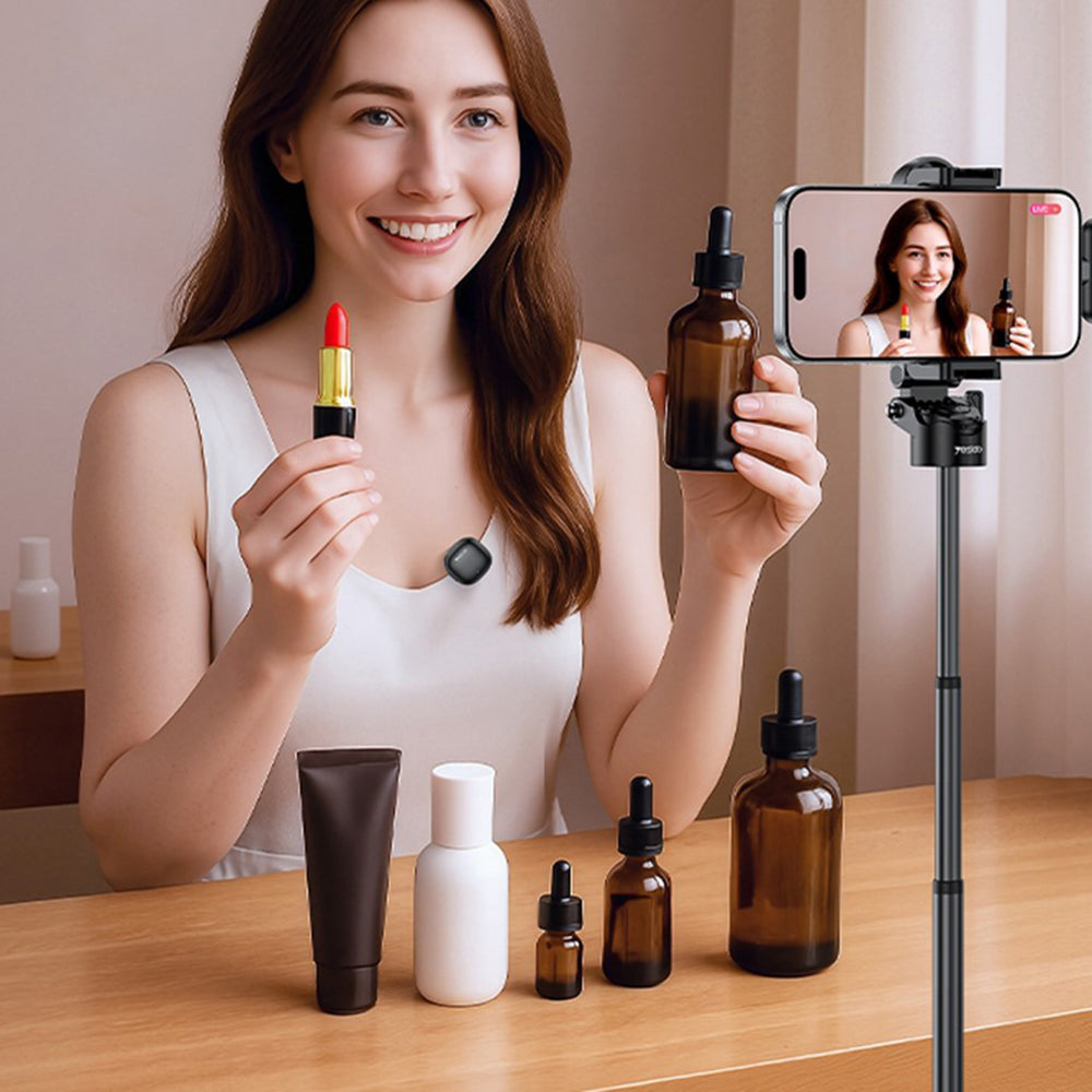 Yesido - (2 pack) Wireless Lavalier Microphones (KR21) - 3in1 Receiver, Type-C, AI Noise Reduction, 98dB SNR, 2.4GHz - Black