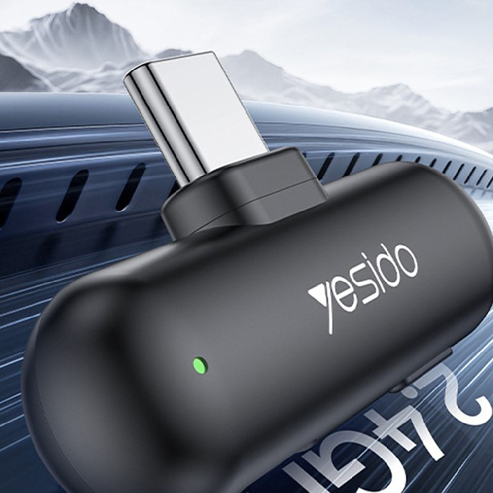 Yesido - (2 pack) Wireless Lavalier Microphones (KR21) - 3in1 Receiver, Type-C, AI Noise Reduction, 98dB SNR, 2.4GHz - Black