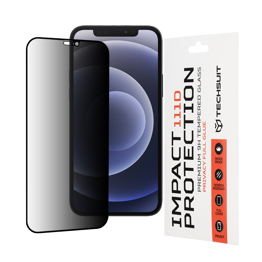 Techsuit - 111D Privacy Full Glue - iPhone 12 / iPhone 12 Pro - Black