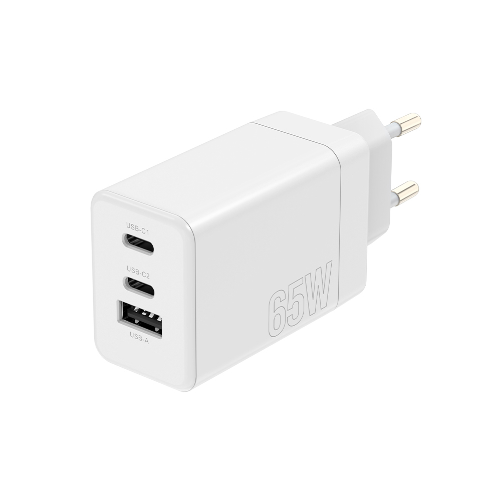 Maxlife MXTC‑08 (65ACC) Φορτιστής Επιτραπέζιος, 2× USB‑C & 1× USB‑A, 65 W – Λευκό