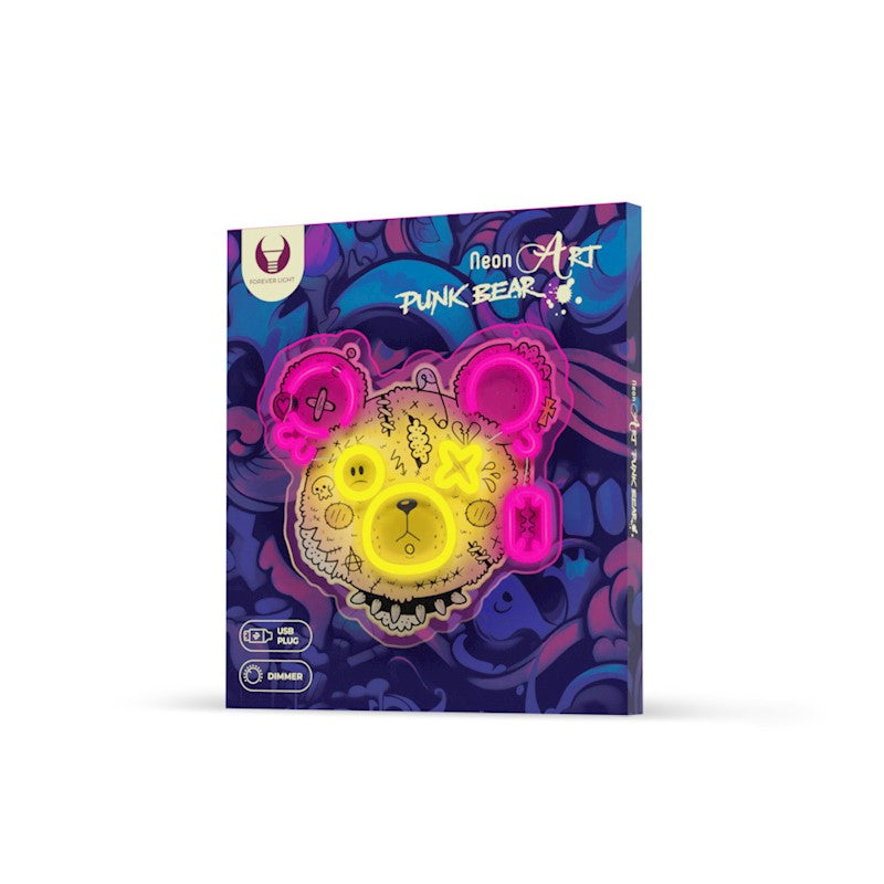 Forever Light Neon Punk Teddy Bear pink-yellow - Διακοσμητικό φωτιστικό τοίχου
