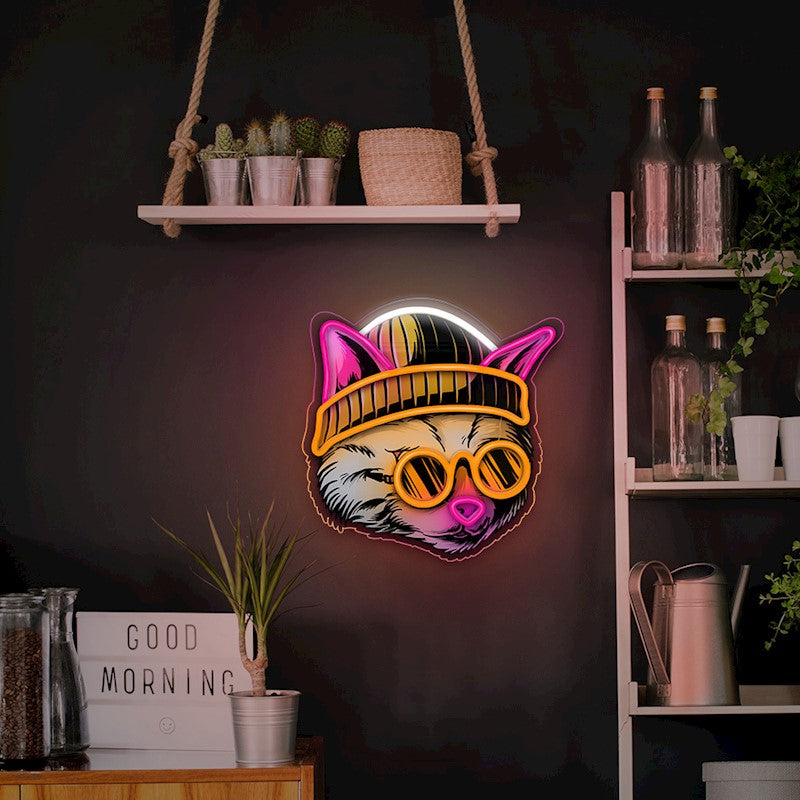 Forever Light Neon Art LED Cat Dreamer - Διακοσμητικό φωτιστικό τοίχου