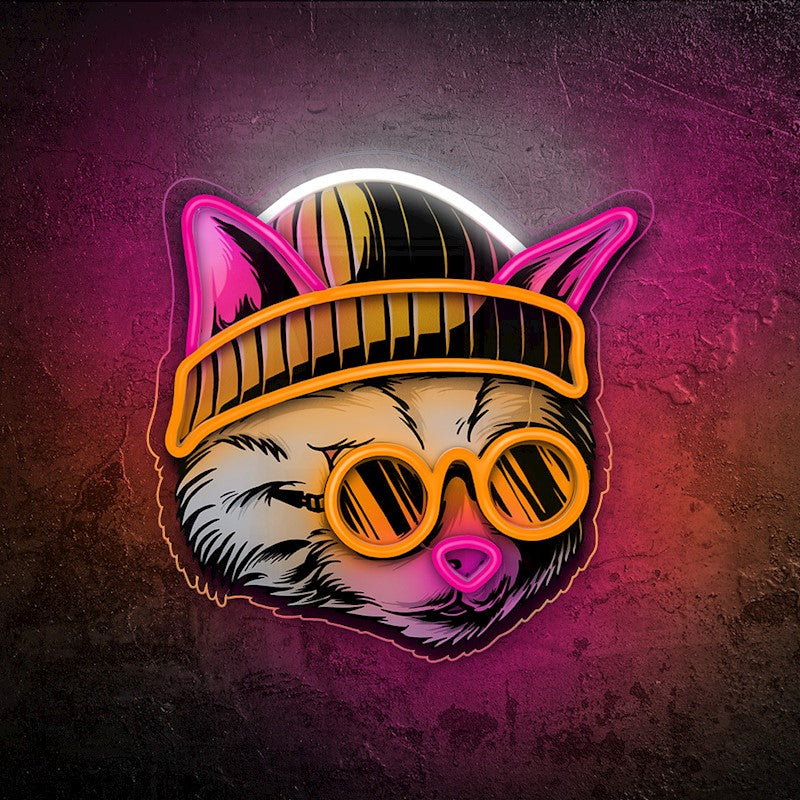 Forever Light Neon Art LED Cat Dreamer - Διακοσμητικό φωτιστικό τοίχου