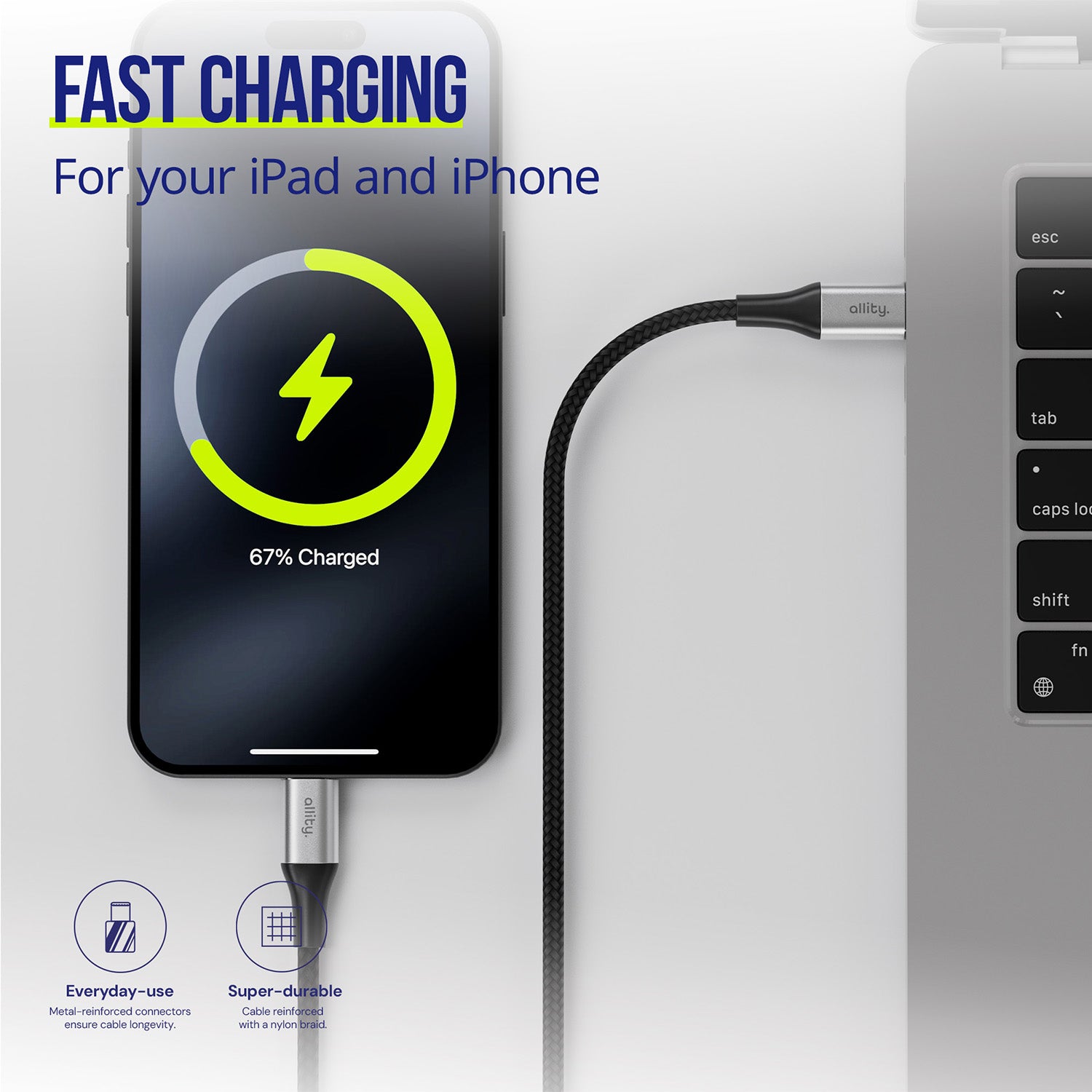 Καλώδιο Allity AUC-01 USB-c - lightning 1,0 m 27W μαύρο