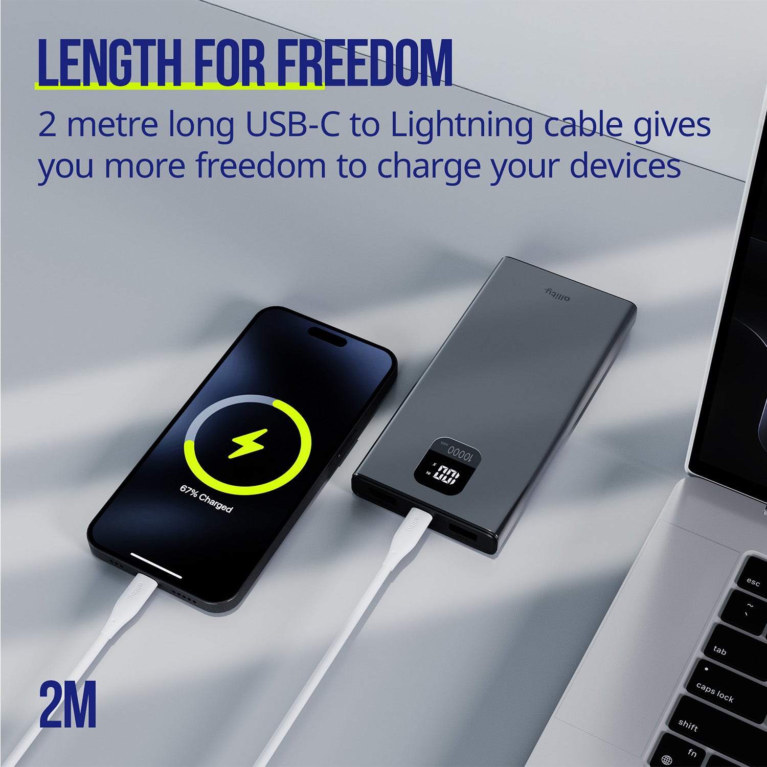 Καλώδιο Allity AUC-02 USB-c - lightning 2,0 m 27W λευκό