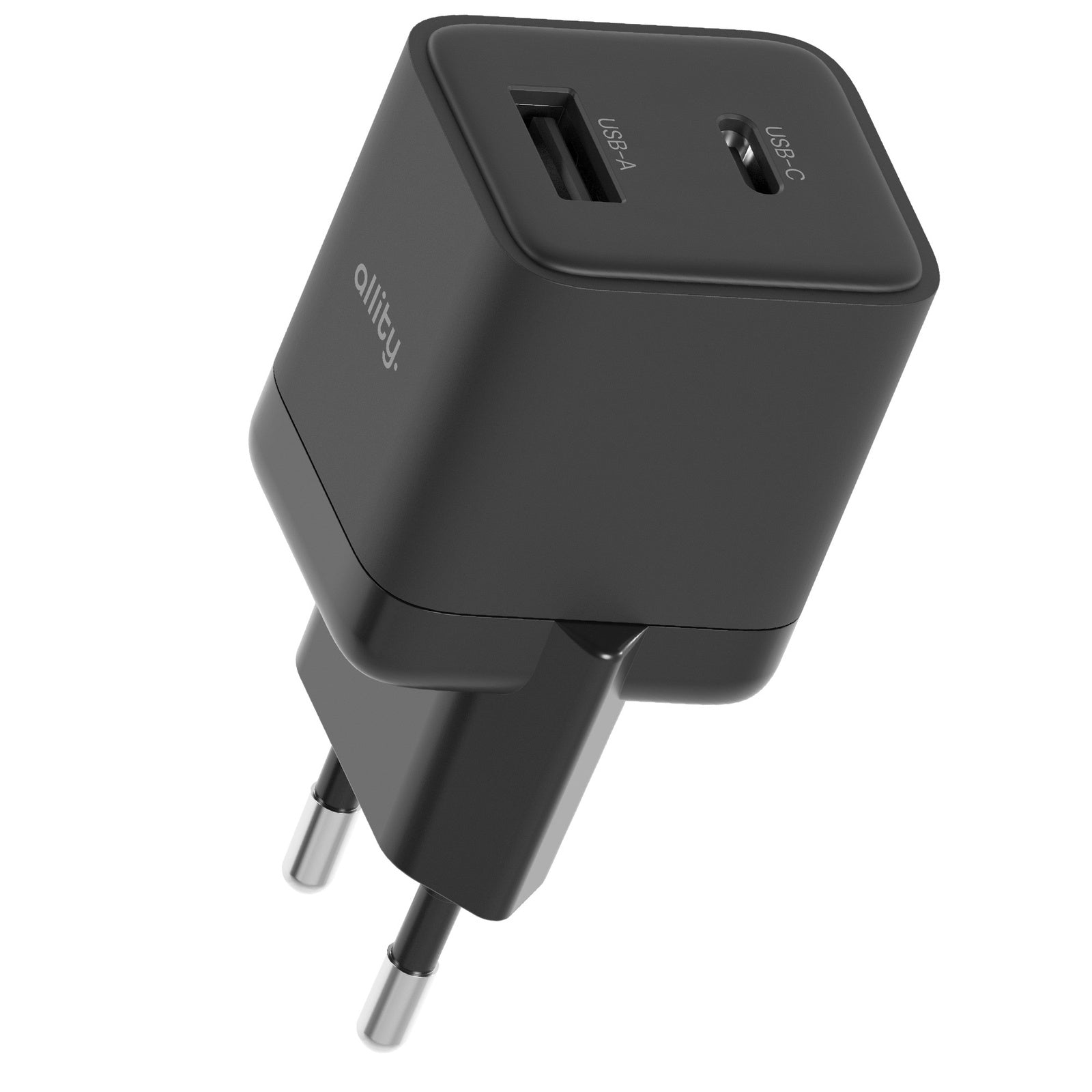 Φορτιστής τοίχου Allity GaN PD QC ATC-01-20WAC 1x USB-c 1x USB-a 20W μαύρος