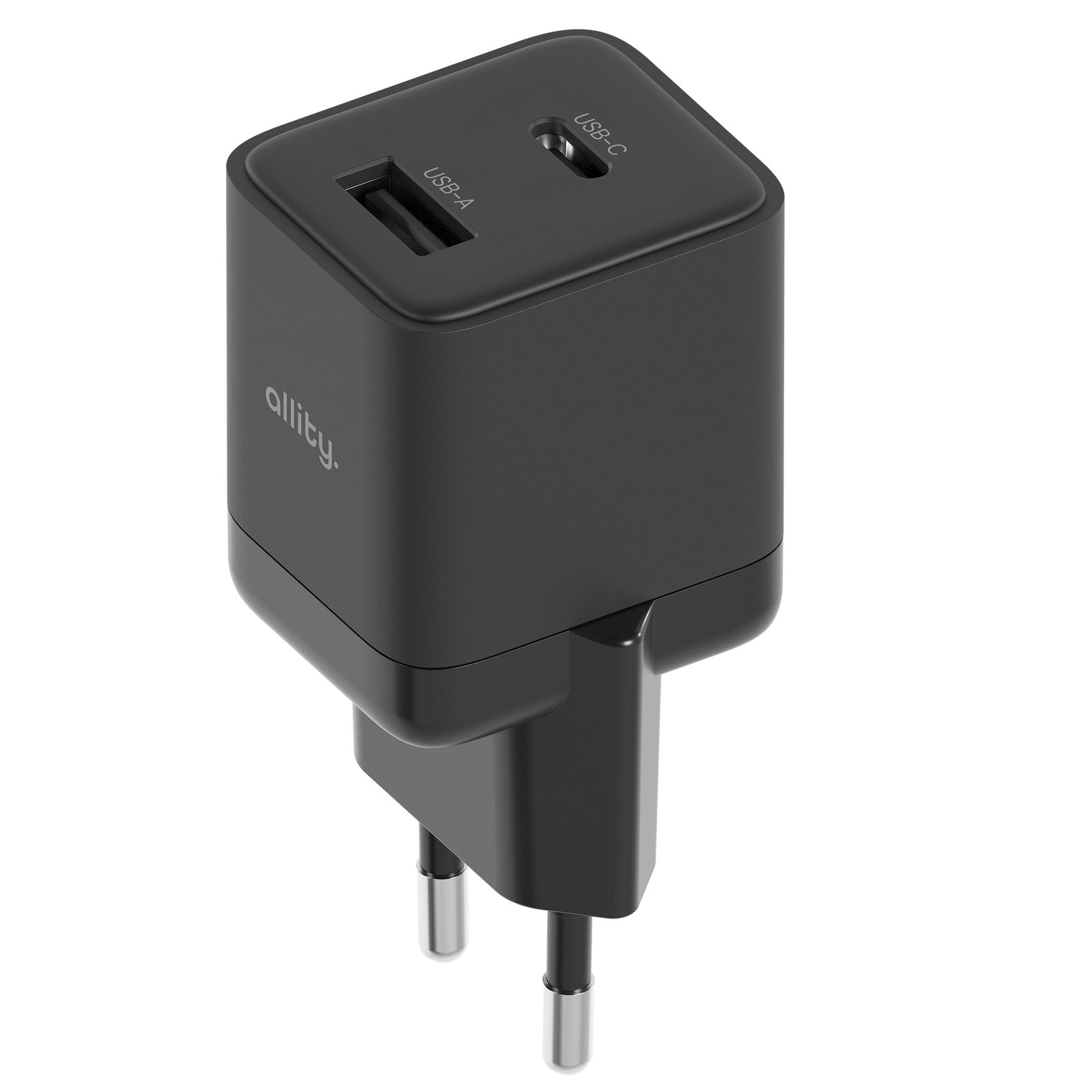 Φορτιστής τοίχου Allity GaN PD QC ATC-01-20WAC 1x USB-c 1x USB-a 20W μαύρος
