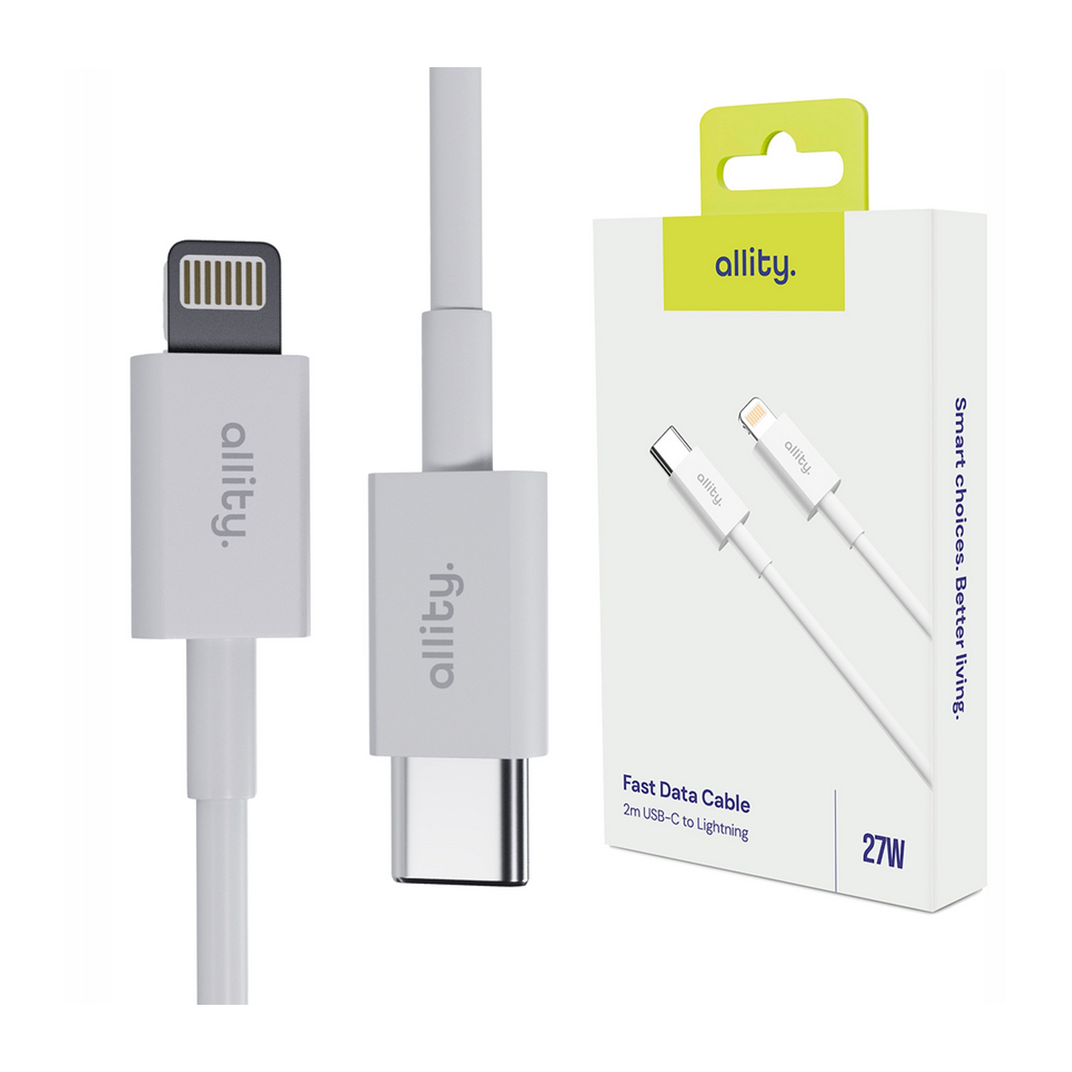Καλώδιο Allity AUC-03 USB-C - lightning 2,0 m 27W λευκό