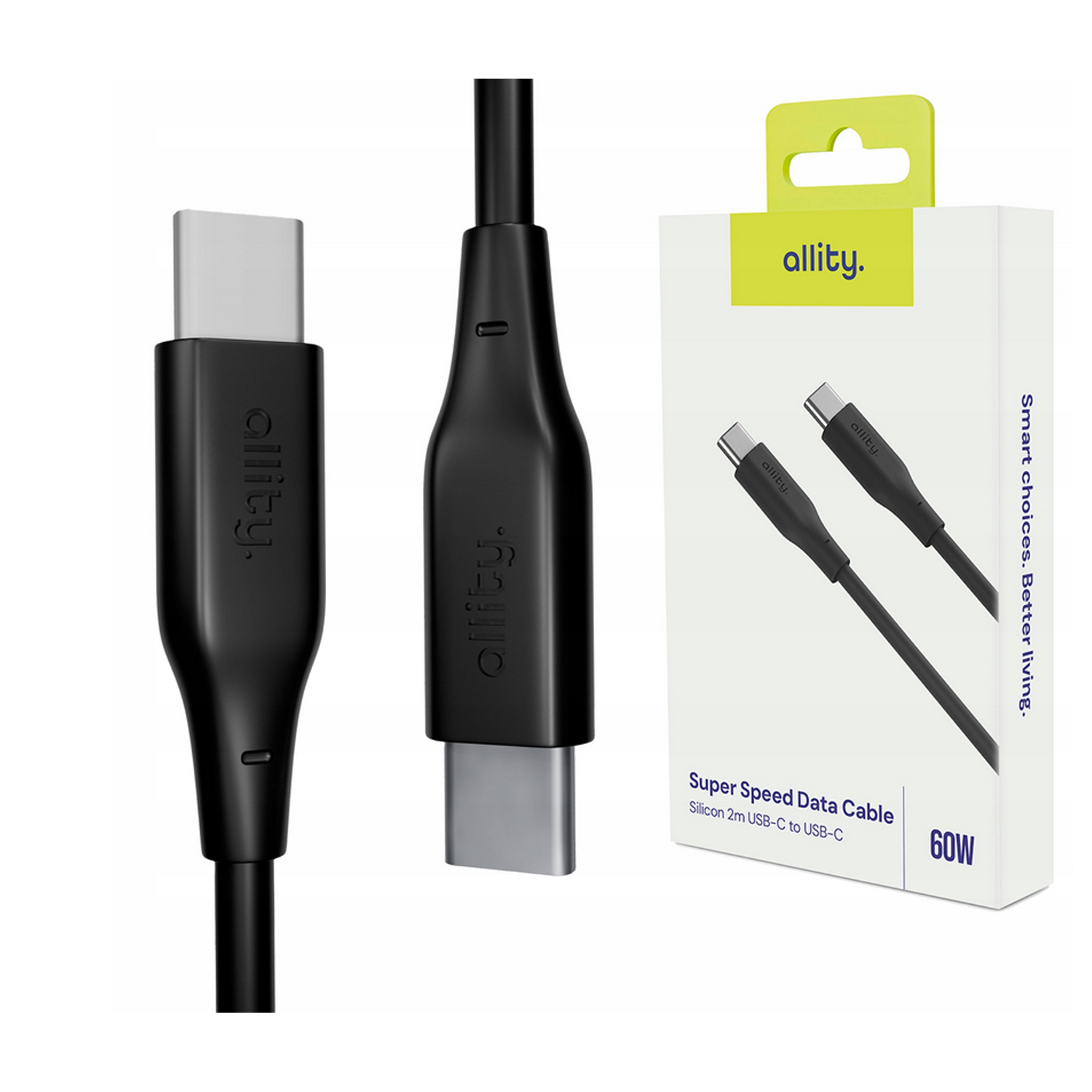 Καλώδιο Allity AUC-02 USB-c - USB-c 1,0 m 60W μαύρο