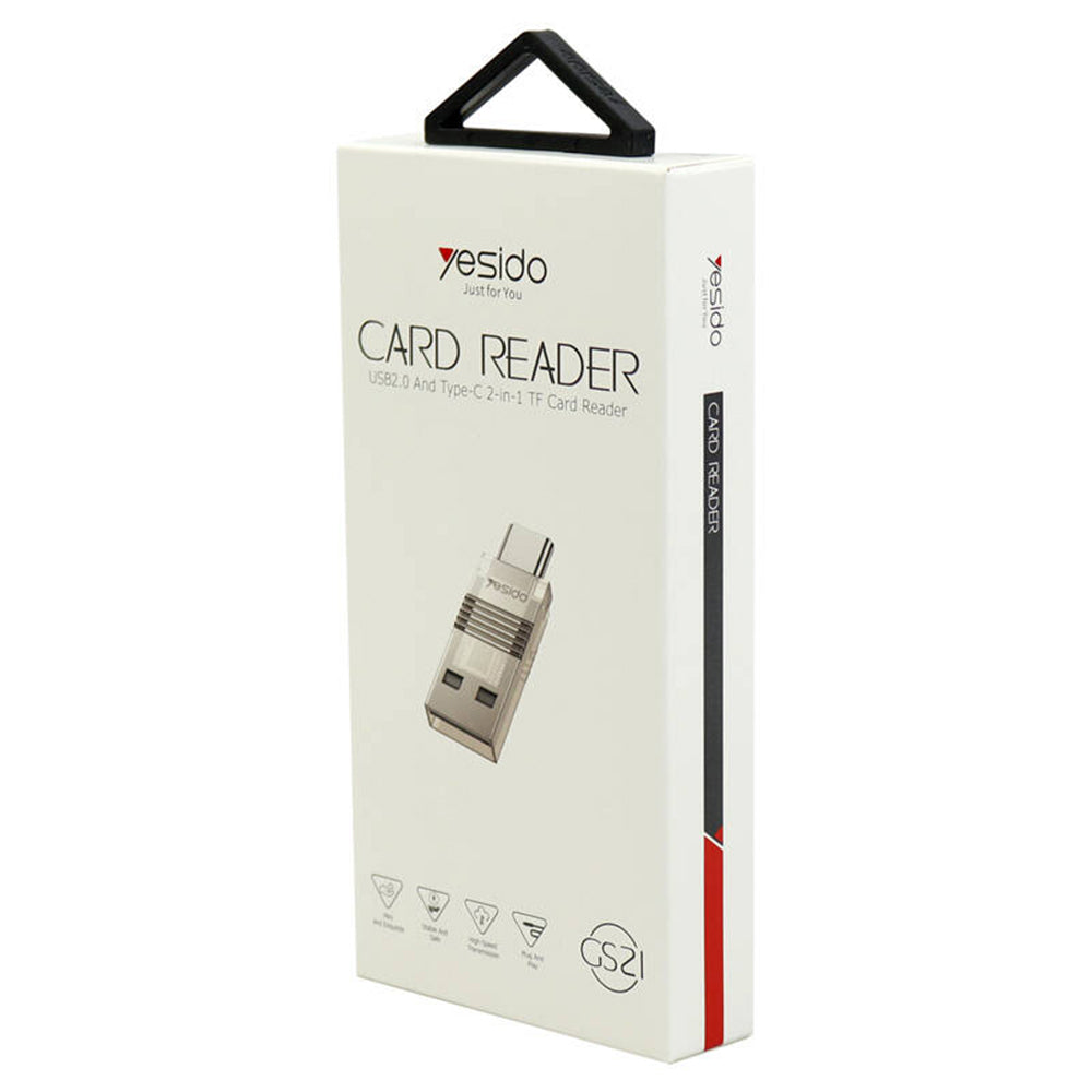 Yesido - Card Reader (GS21) - USB to Type-C, TF Card, 480Mbps - Transparent