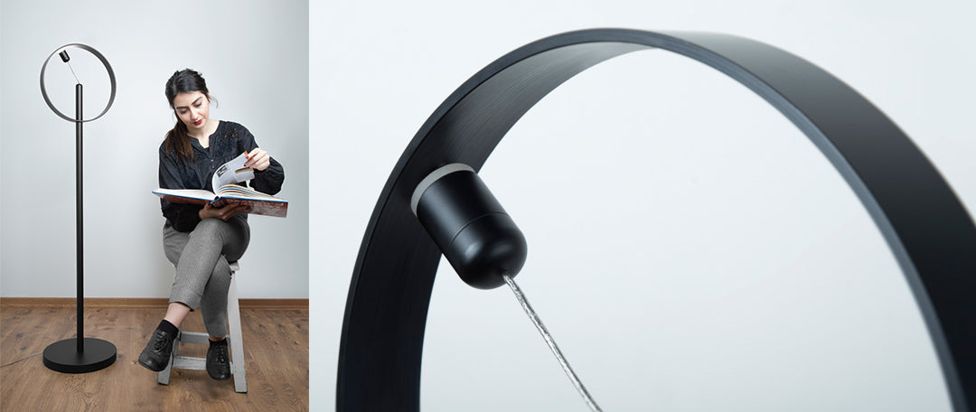 DesignNest Enso Floating Lamp Σφαιρική διακοσμητική λάμπα διαμέτρου 30 εκατοστών με ροοστάτη αφής (Μαύρο)