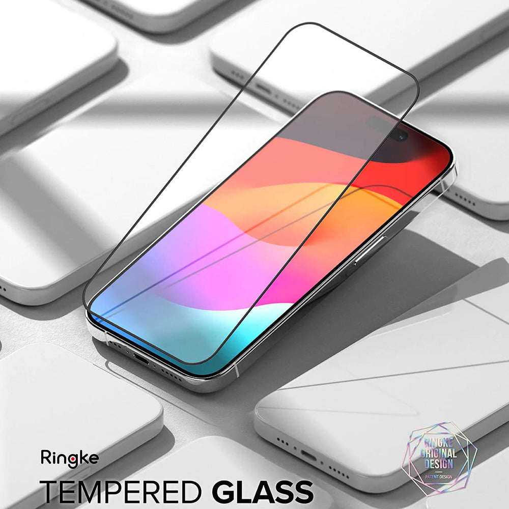Ringke - Tempered Glass - iPhone 15 Pro - Black