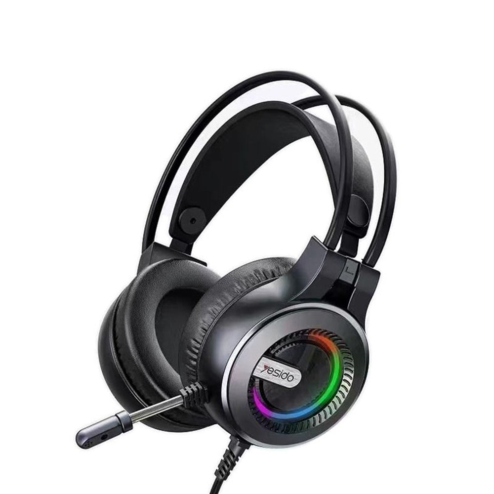 Yesido - Wired Headphones (EK02) - for Gaming, Jack 3.5mm, with Microphone, RGB LED Lights - Black