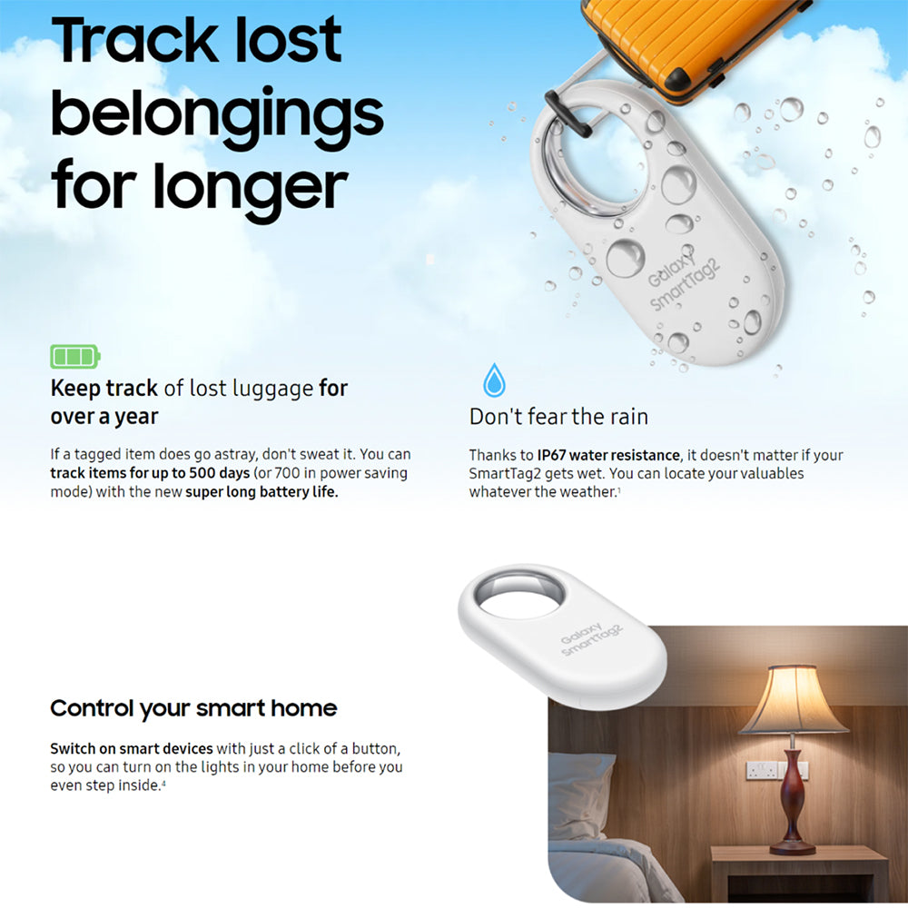 - Galaxy SmartTag2 (EI-T5600BWEGEU) - Bluetooth 5.3, Anti-Loss Device - White