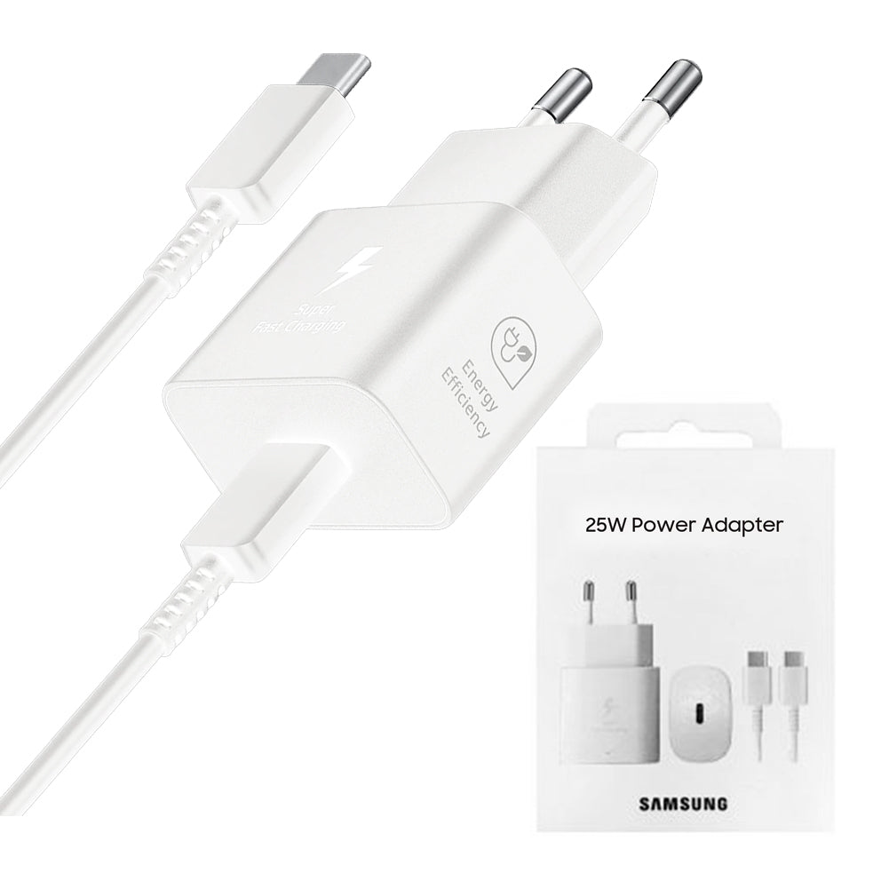 Samsung - Original Wall Charger T2510 (EP-T2510XWEGEU) - Cable Included, Type-C, 25W, Super Fast Charging - White (Blister Packing)