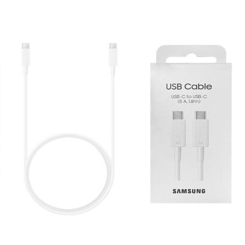 Samsung - Original Data Cable (EP-DX510JWEGEU) - Type-C to Type-C Fast Charging 5A, 1.8m - White (Blister Packing)