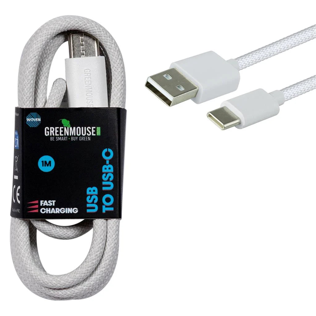 Καλώδιο φόρτισης και μεταφοράς δεδομένων GreenMouse – USB-C σε USB 1,0 m σε λευκό χρώμα - Braided - 46956803