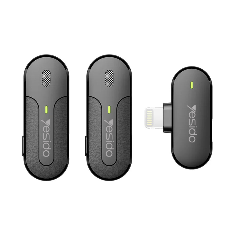 Yesido - Lavalier Microphone 2in1 (KR16) - Lightning, 70mAh, Wireless, 2.4GHz - Black