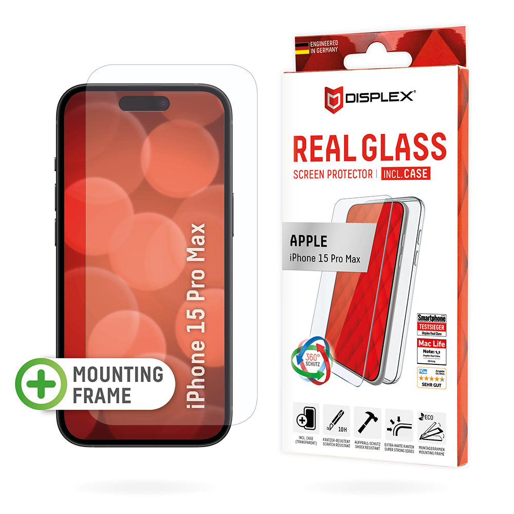 Displex - Premium [Pack] Real Glass + Case - iPhone 16 Pro - Clear
