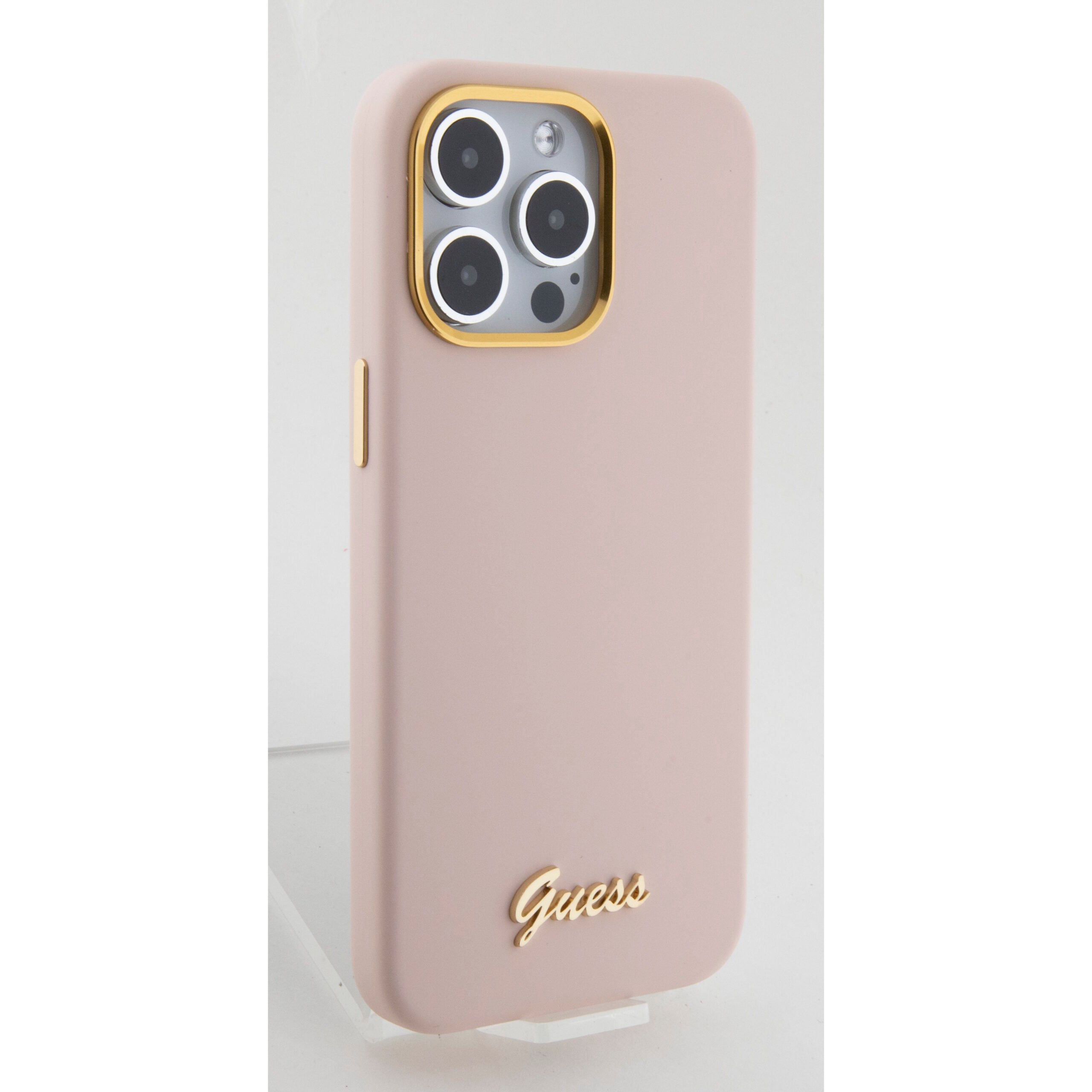 Guess “Vintage Script Gold Logo Collection” Σκληρή Θήκη προστασίας από σιλικόνη – Apple iPhone 15 Pro (Ροζ  – GUHCP15LSMBSLP)