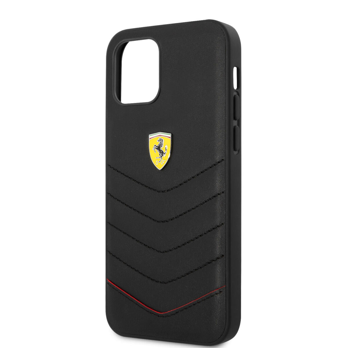 Ferrari "Off Track" Quilted Leather Case Θήκη προστασίας από γνήσιο καπιτονέ δέρμα – iPhone 12 Pro Max (Μαύρη/Κόκκινη/Quilted Leather/3D Logo)