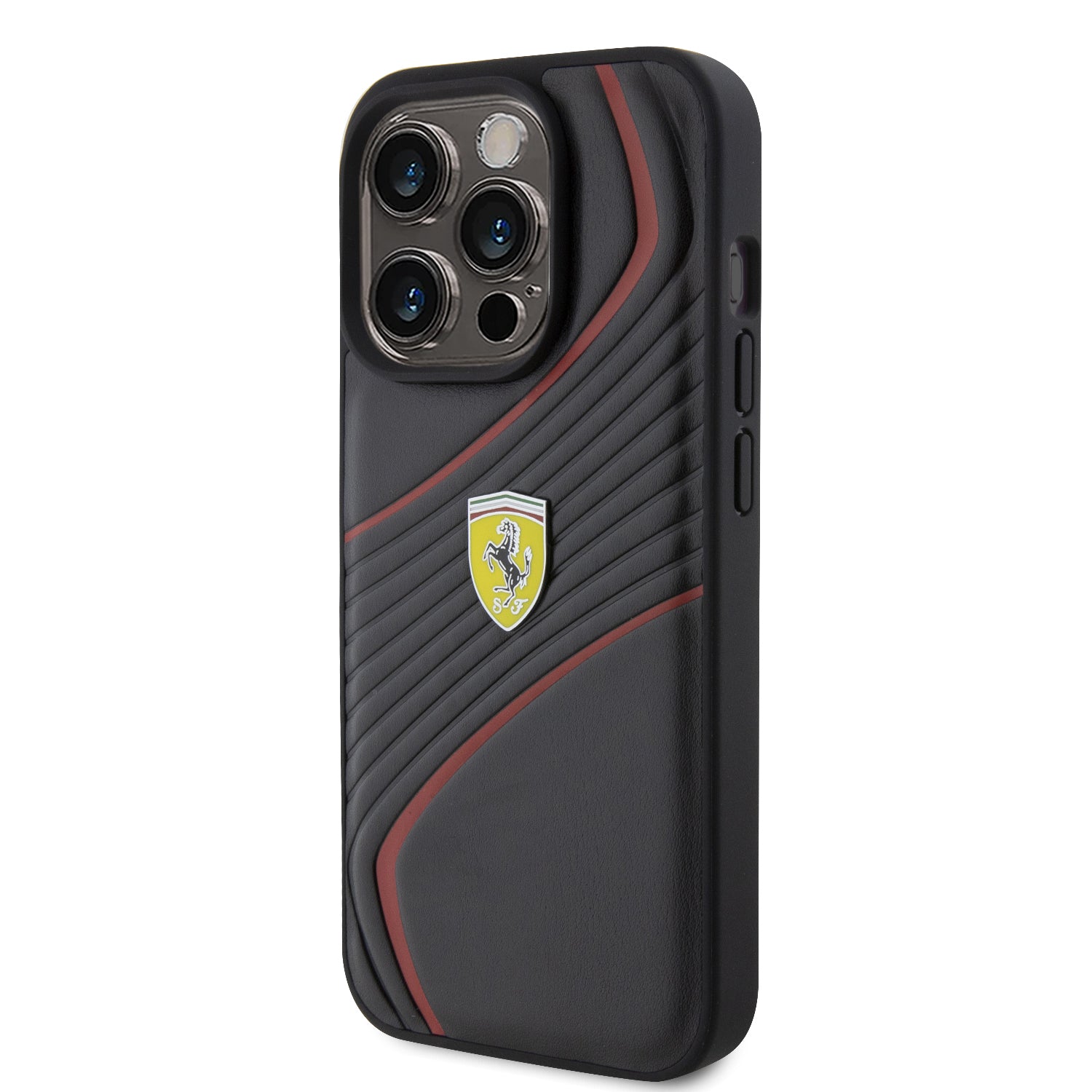 Ferrari Twist Metal Logo Hard Case Θήκη προστασίας από δερματίνη – iPhone 15 Pro (Black – FEHCP15LPTWK)