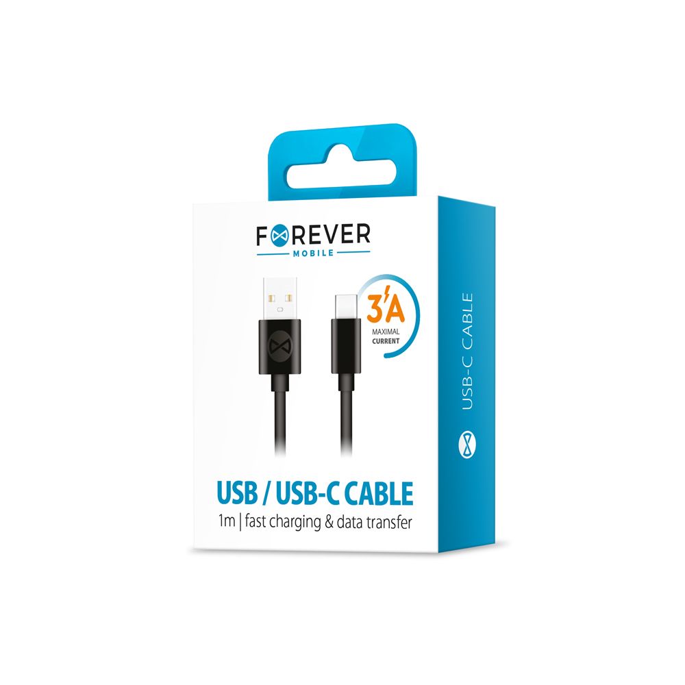 Forever - USB to USB-C Cable 3A 1m - Black