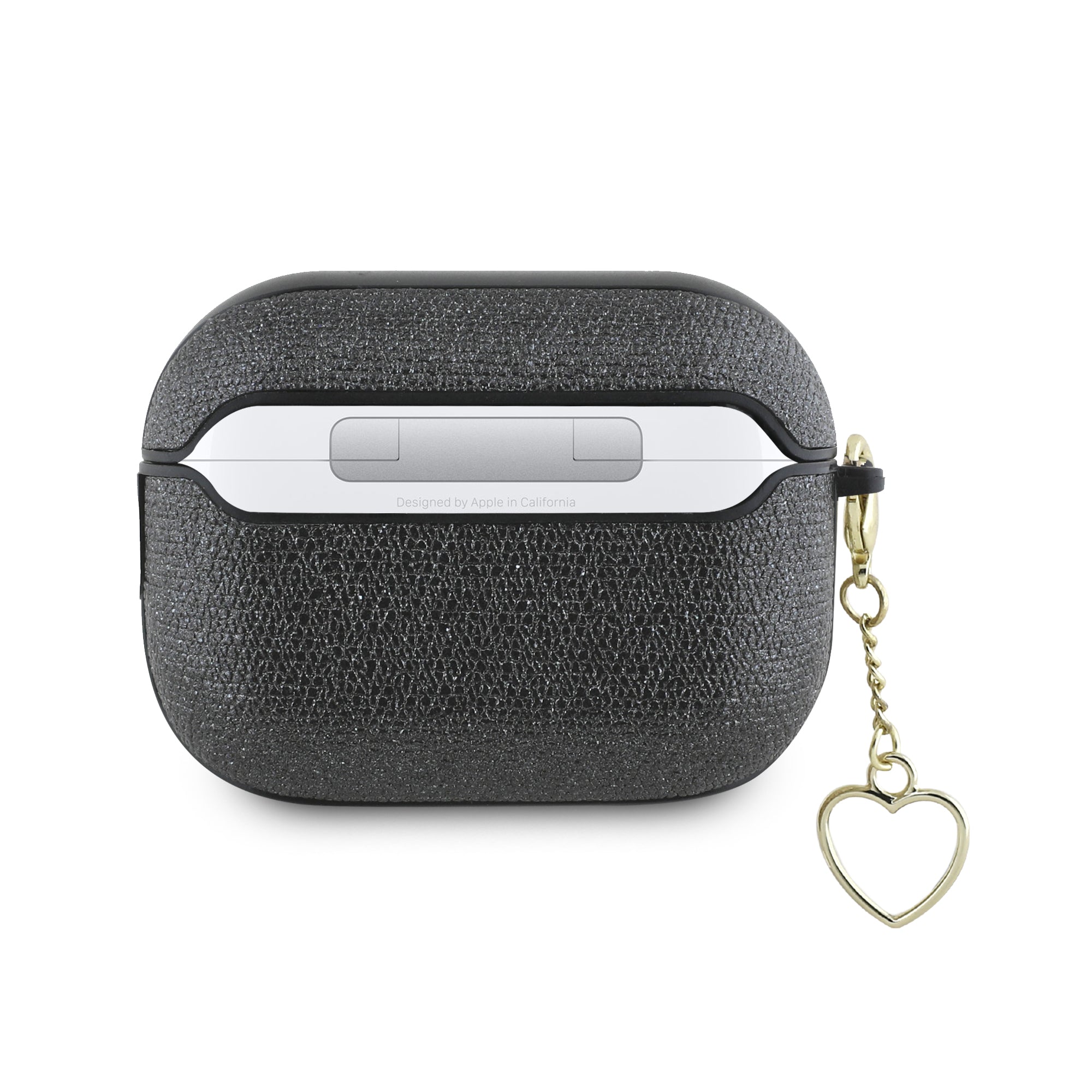 Guess “4G Charm Collection” Θήκη προστασίας απο Σιλικόνη για Apple Airpods Pro 2 με χρυσό κρεμαστό στολίδι σε σχήμα καρδιάς (Μαύρο)