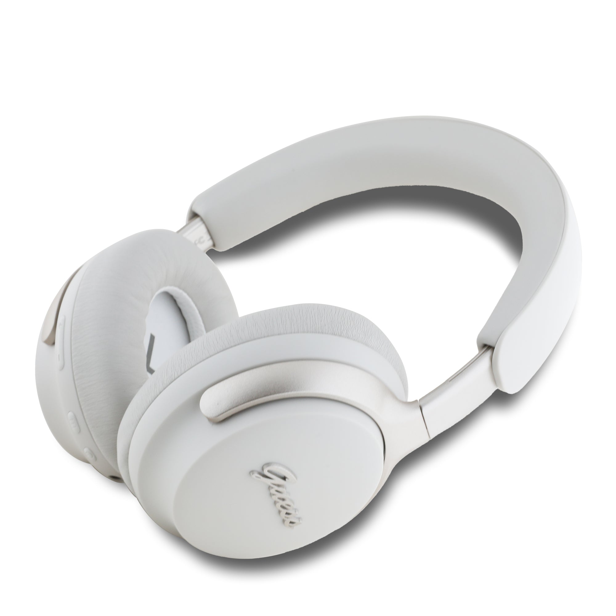 Guess Metal Script Logo Bluetooth ANC/ENC Headphones (Beige - GUBHC22PSFCSME)