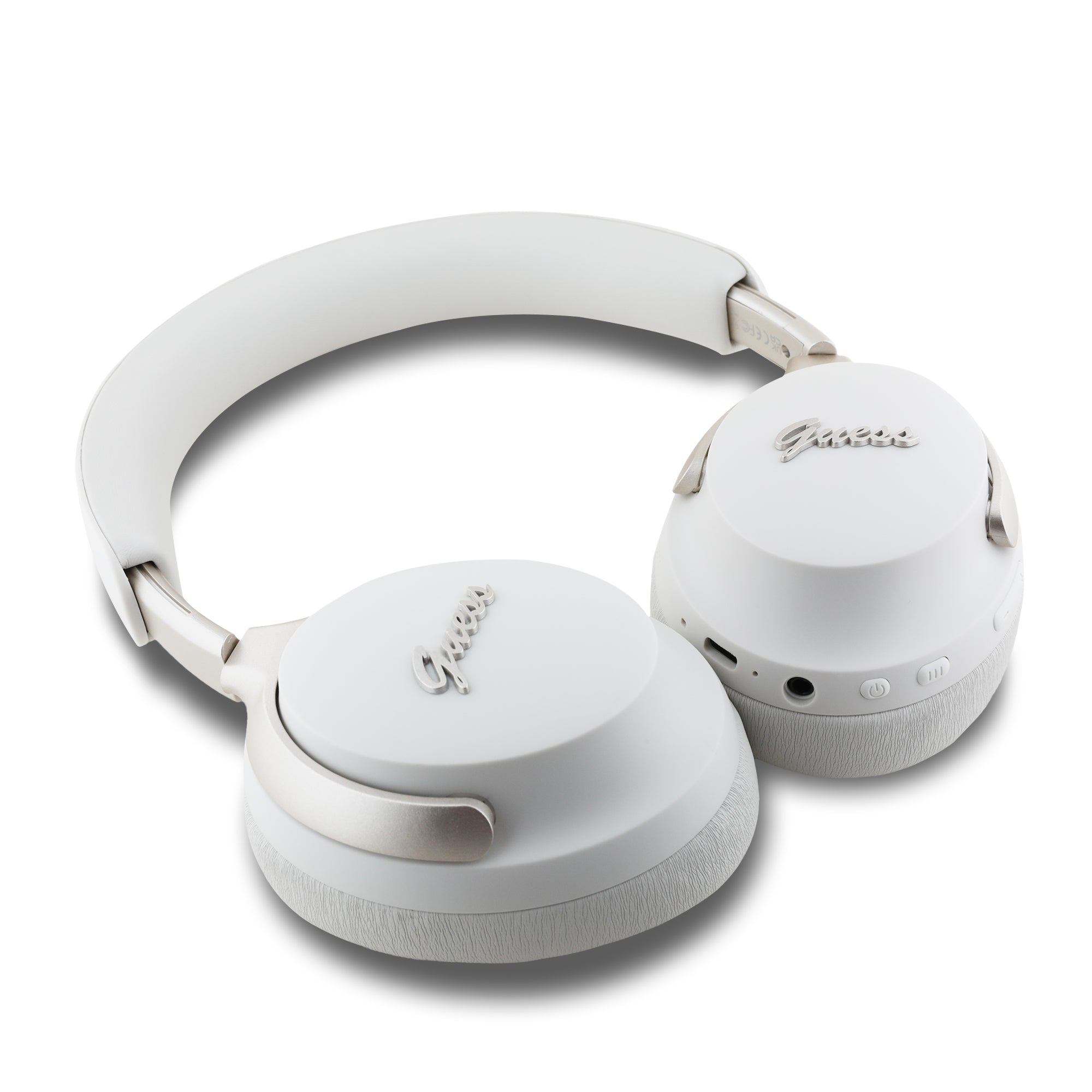 Guess Metal Script Logo Bluetooth ANC/ENC Headphones (Beige - GUBHC22PSFCSME)