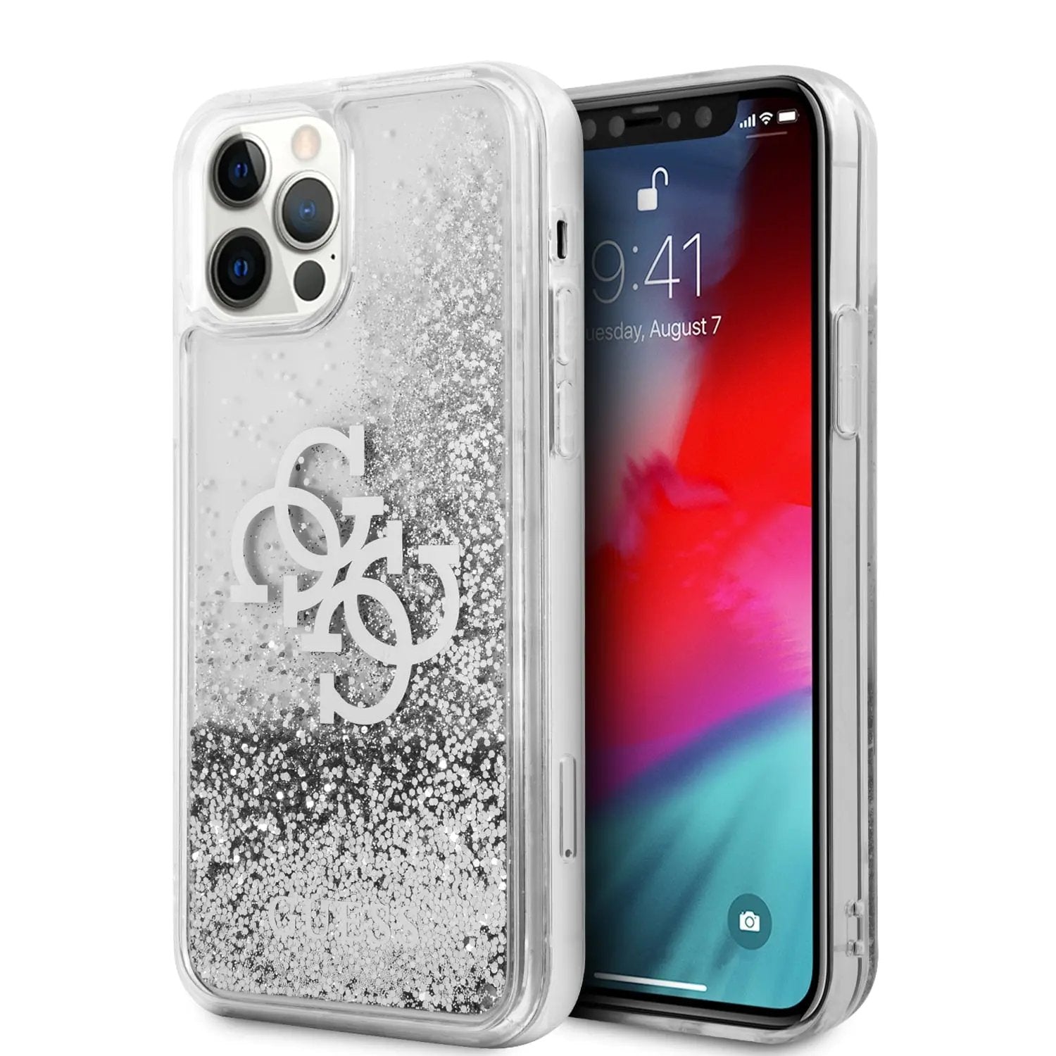 Guess "4g Logo Collection" Θήκη Προστασίας – Iphone 12 / Iphone 12 Pro (clear/glitter Silver) – PhoneBazaar