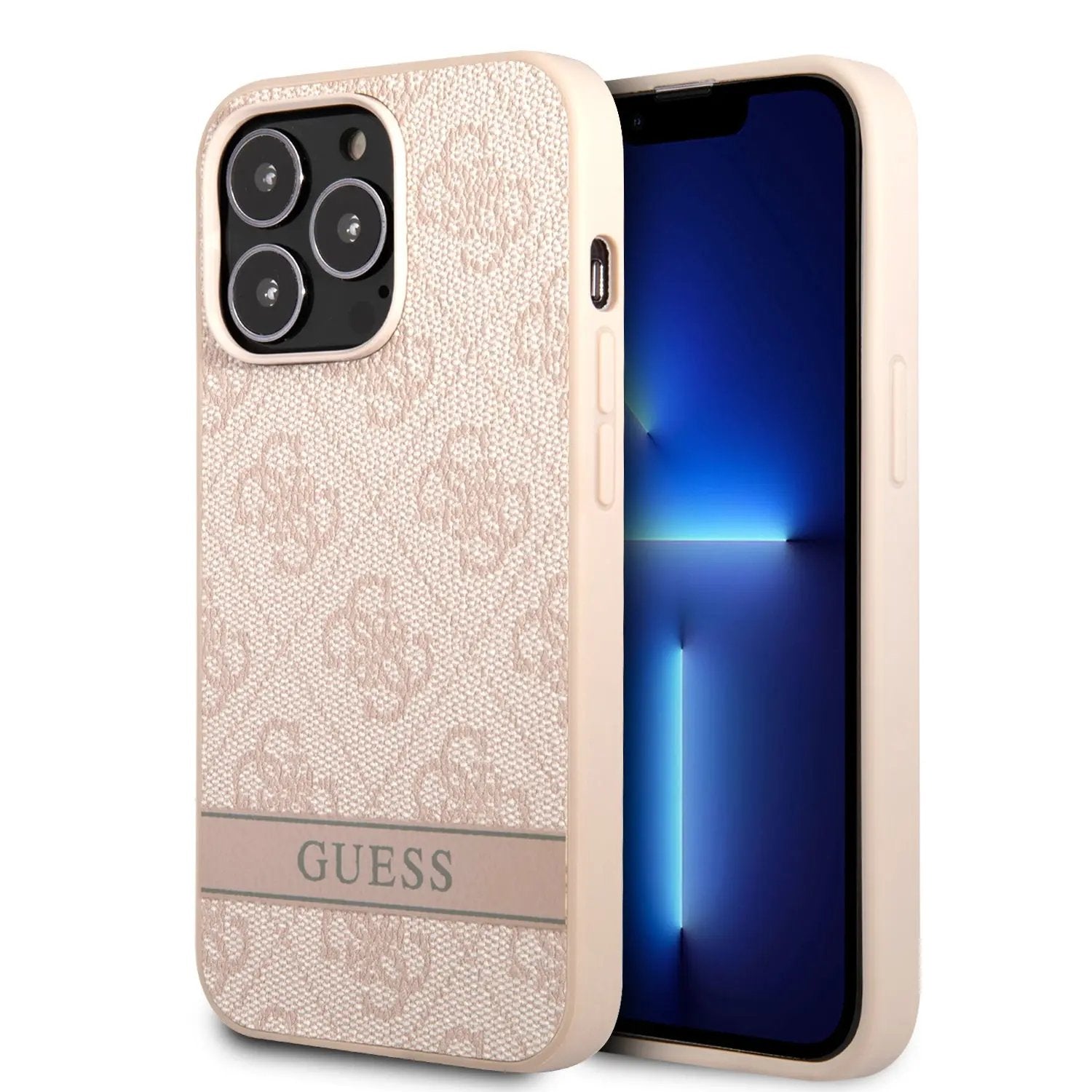 Guess "4G Logo Collection" Printed Stripe Θήκη προστασίας από δερματίνη – iPhone 13 Pro (Ροζ) – PhoneBazaar