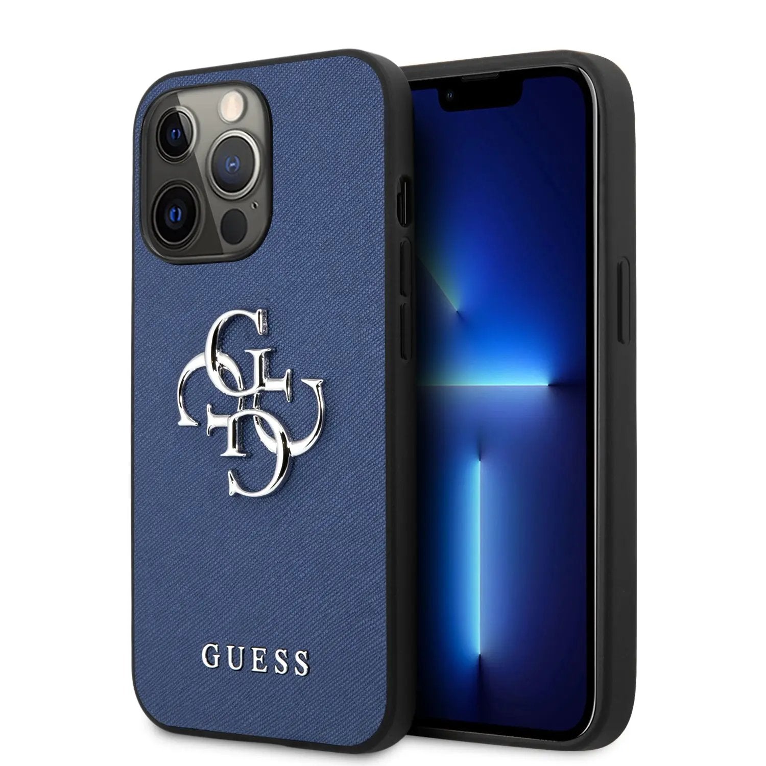 Guess “4G Logo Collection” Hard Case PU Leather Θήκη προστασίας από δερματίνη – iPhone 13 Pro Max (Μπλε) – PhoneBazaar