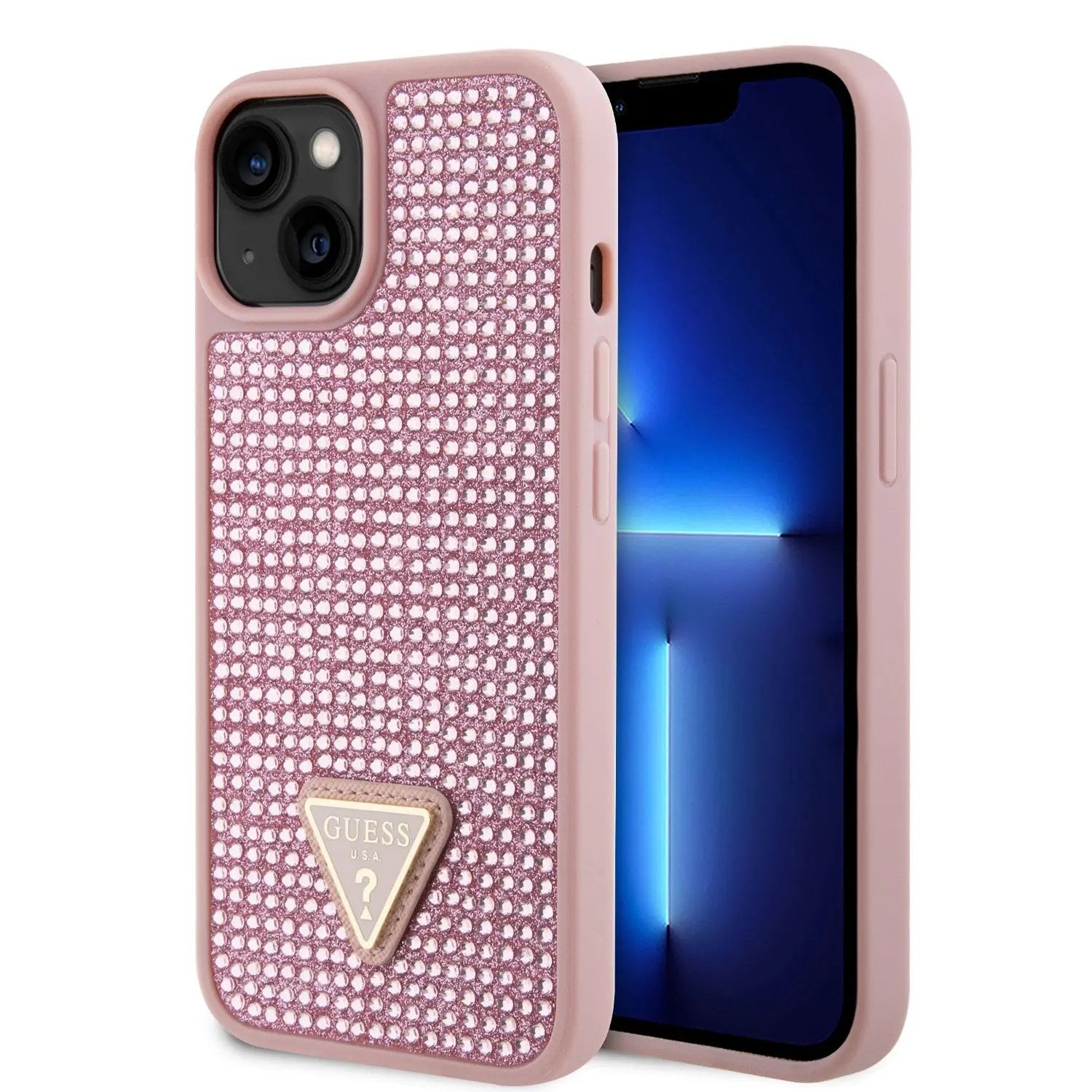 Guess “rhinestones Triangle Metal Logo Collection” Θήκη Προστασίας Για Iphone 14 Plus (ροζ) – PhoneBazaar