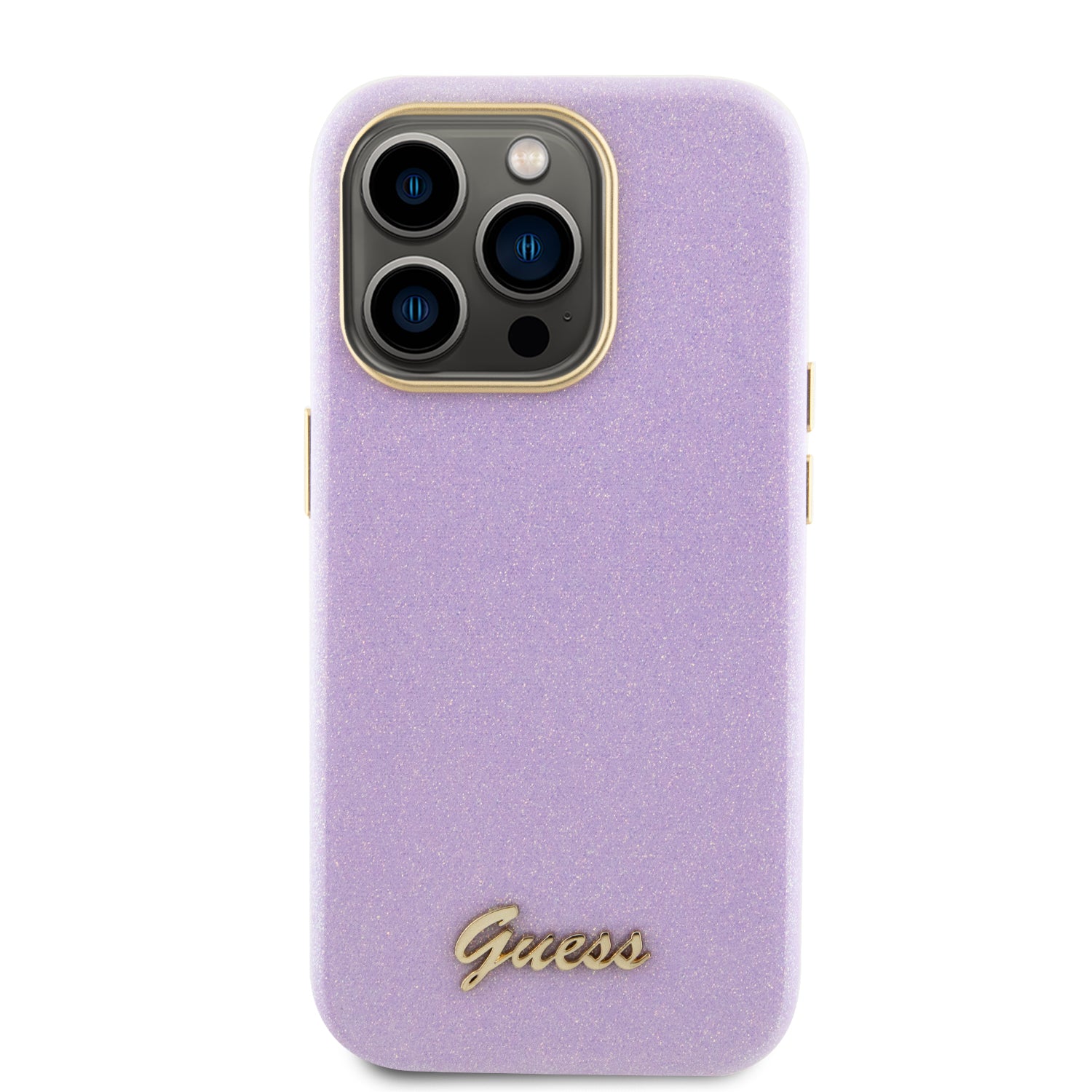 Guess Glitter Full Wrapped Glossy Case with Vintage Script Logo Θήκη προστασίας από σιλικόνη – iPhone 15 Pro (Glitter Lilac –  GUHCP15LPGMCSL)