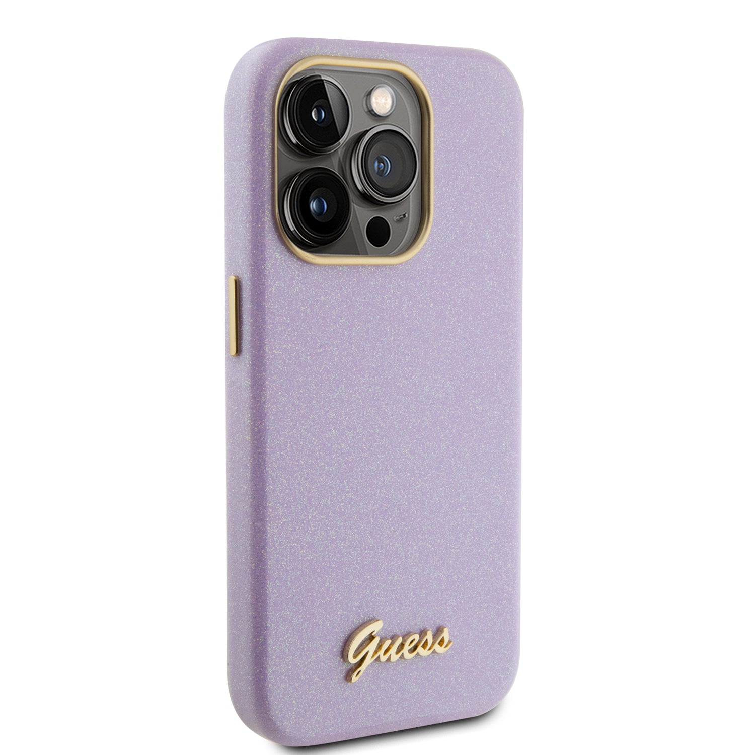 Guess Glitter Full Wrapped Glossy Case with Vintage Script Logo Θήκη προστασίας από σιλικόνη – iPhone 15 Pro (Glitter Lilac –  GUHCP15LPGMCSL)