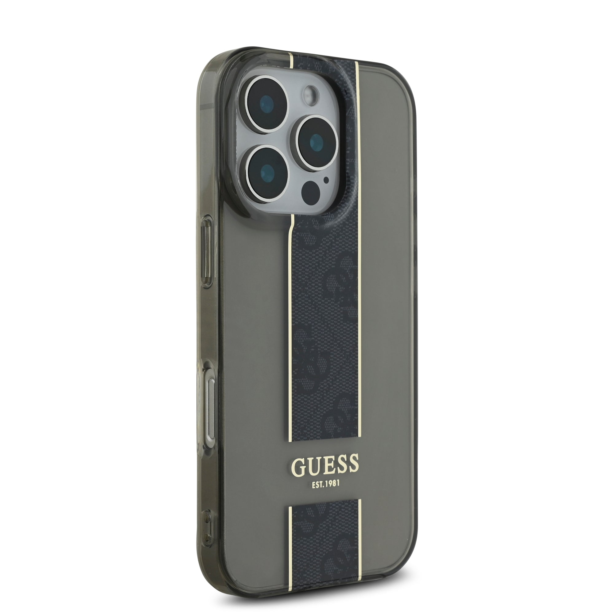 Guess Translucent IML 4G Middlestripe Case Θήκη προστασίας από σιλικόνη – iPhone 16 Pro (Μαύρο – GUHCP16LHS4PPK)