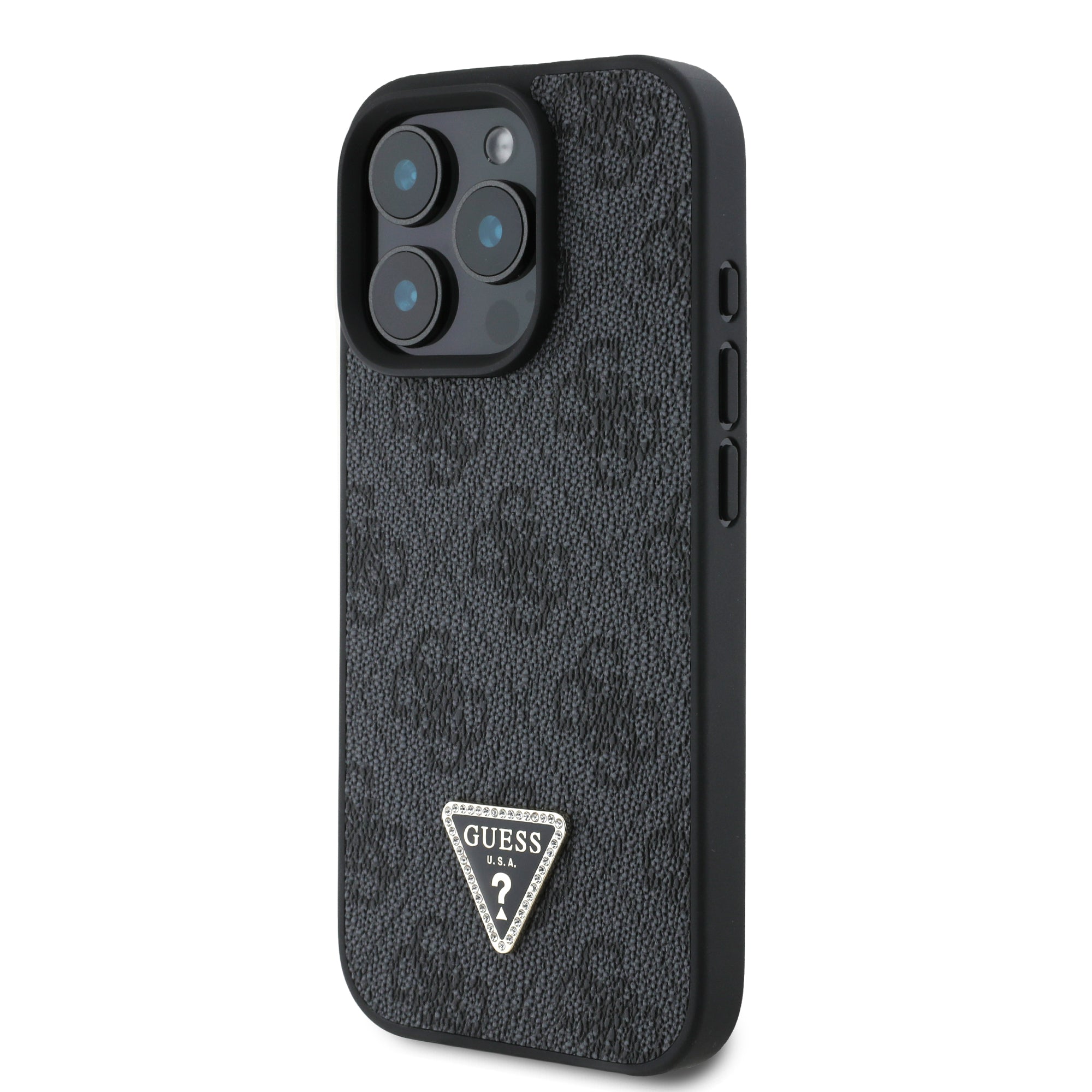 Guess “Metal Logo Strass Collection” Case Θήκη προστασίας Crossbody από δερματίνη– iPhone 16 Pro (Μαύρο – GUHCP16LP4TDSCPK)