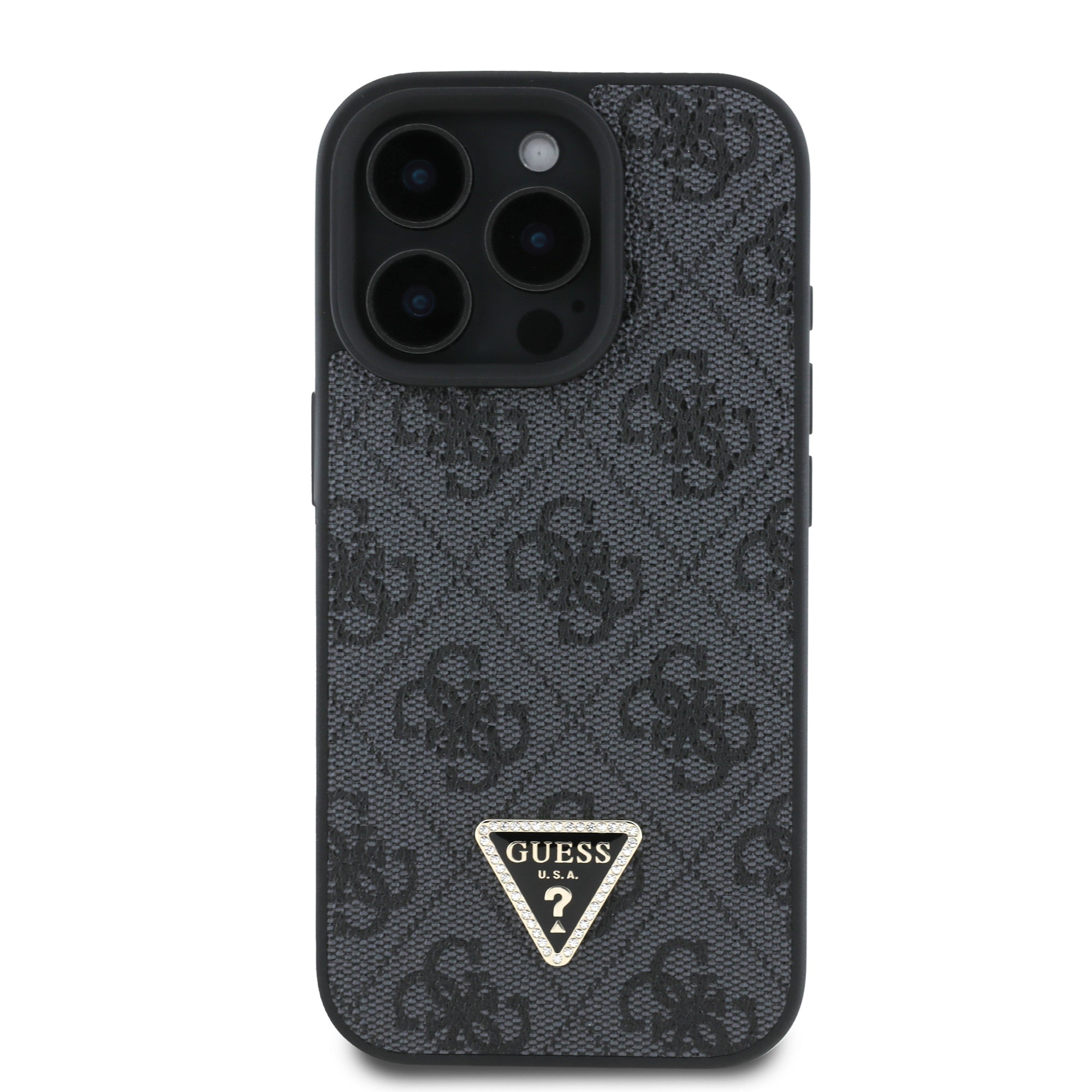 Guess “Metal Logo Strass Collection” Case Θήκη προστασίας Crossbody από δερματίνη– iPhone 16 Pro (Μαύρο – GUHCP16LP4TDSCPK)