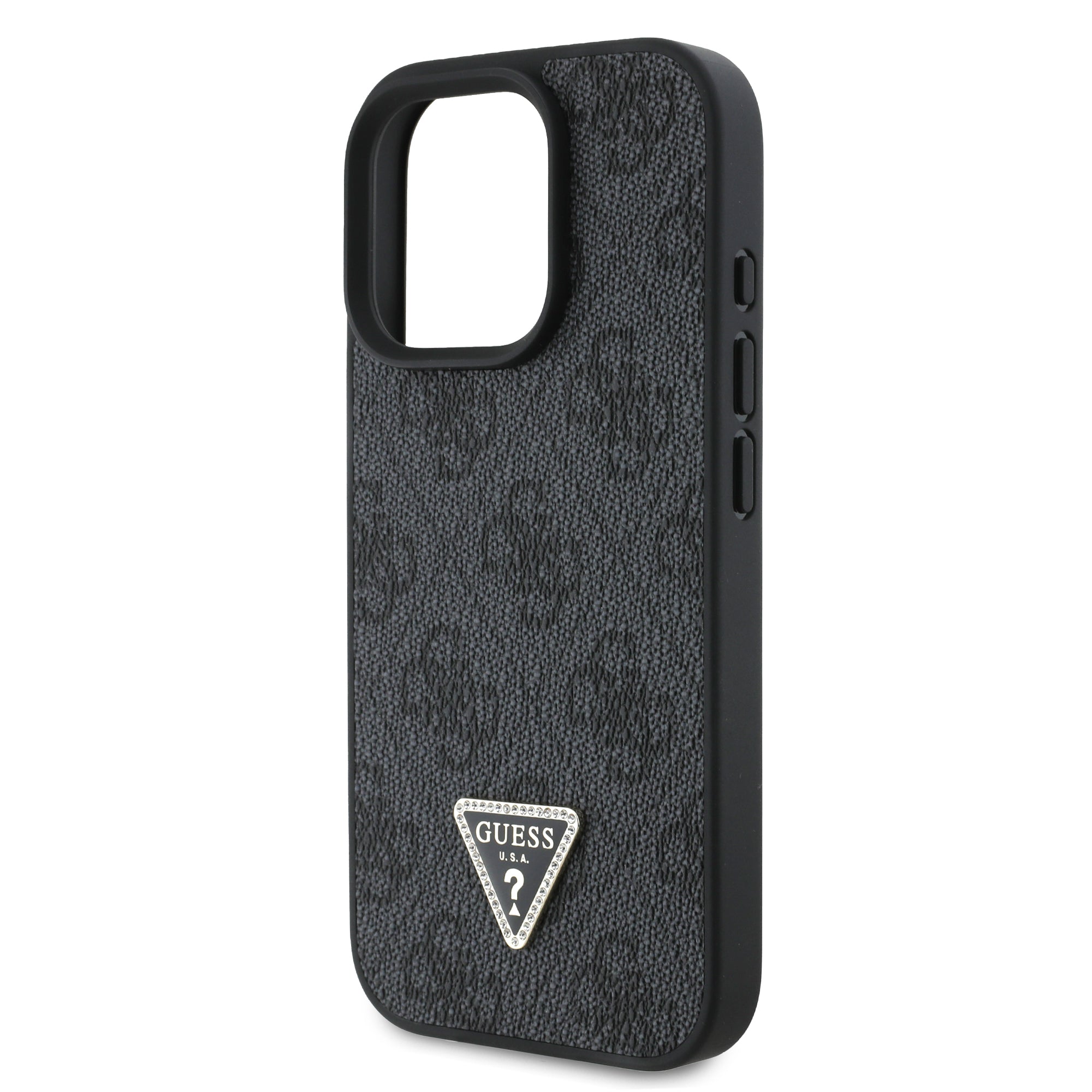 Guess “Metal Logo Strass Collection” Case Θήκη προστασίας Crossbody από δερματίνη– iPhone 16 Pro (Μαύρο – GUHCP16LP4TDSCPK)